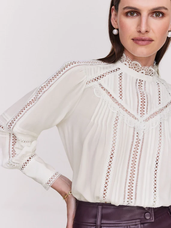 White openwork blouse in Victorian style