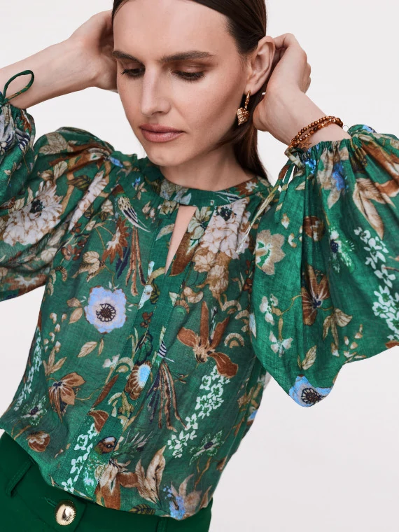 Dark green floral blouse