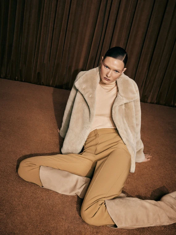 Beige imitation fur jacket