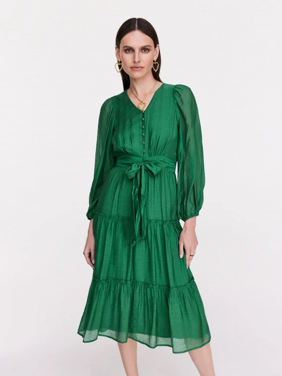 Green rayon midi dress