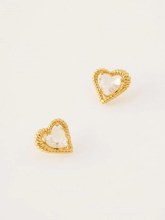 Heart-shaped zirconia earrings