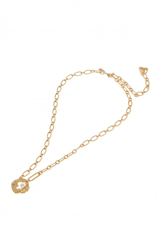 Copper necklace with decorative pearl pendant