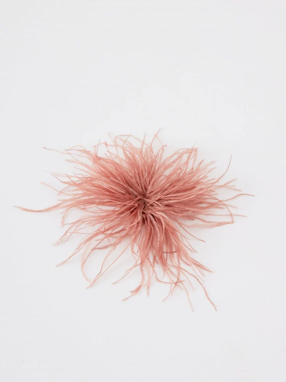 Spatial brooch with ostrich feathers