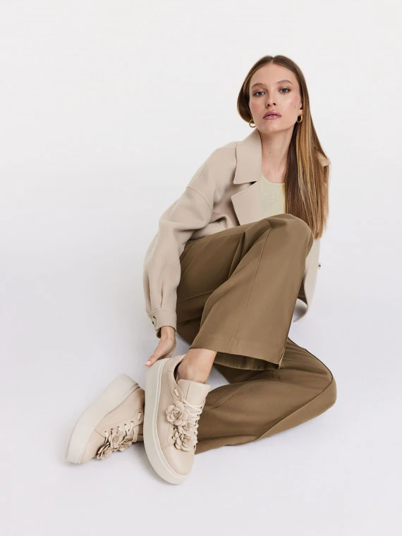 Beige Leder-Sneakers