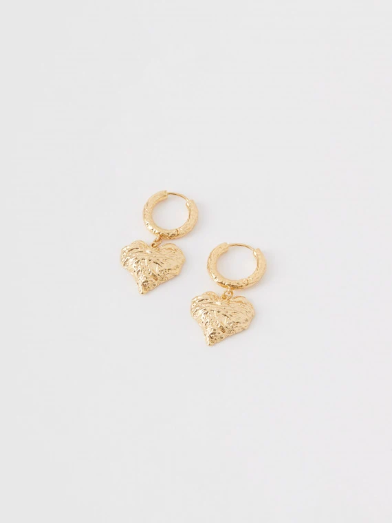 Gold-plated heart-shaped earrings