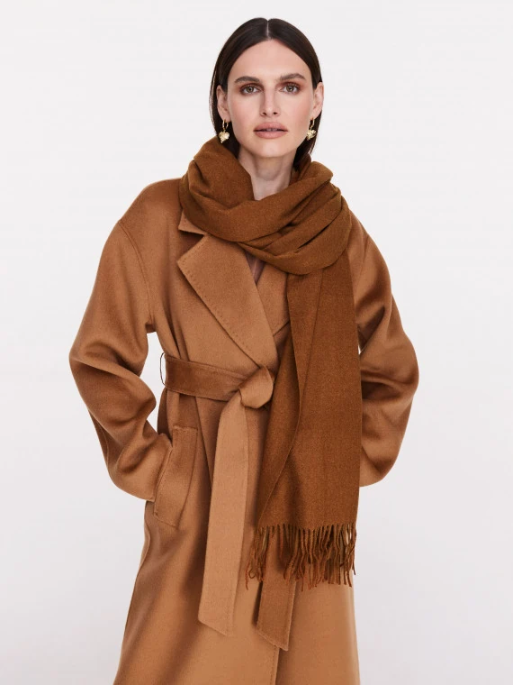 Brown fringed scarf