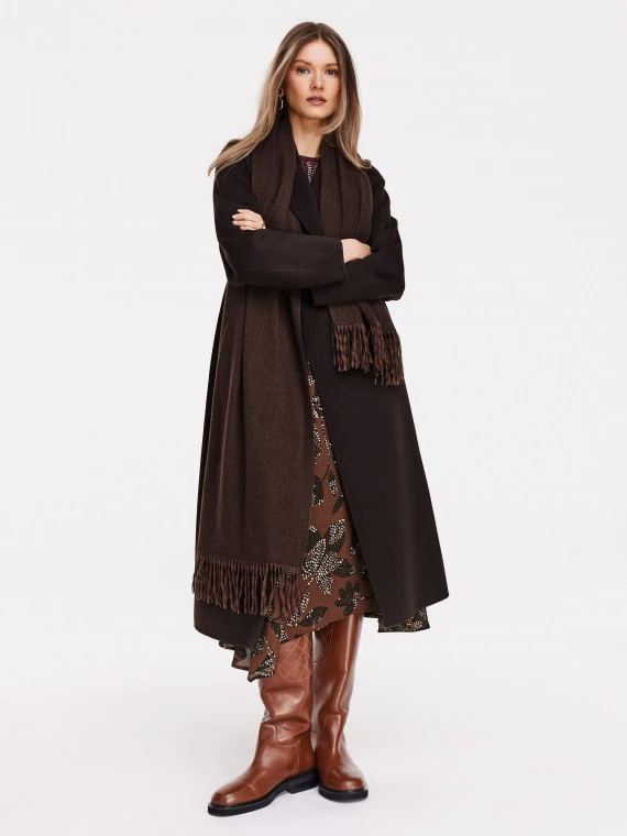 Chocolate brown fringed scarf