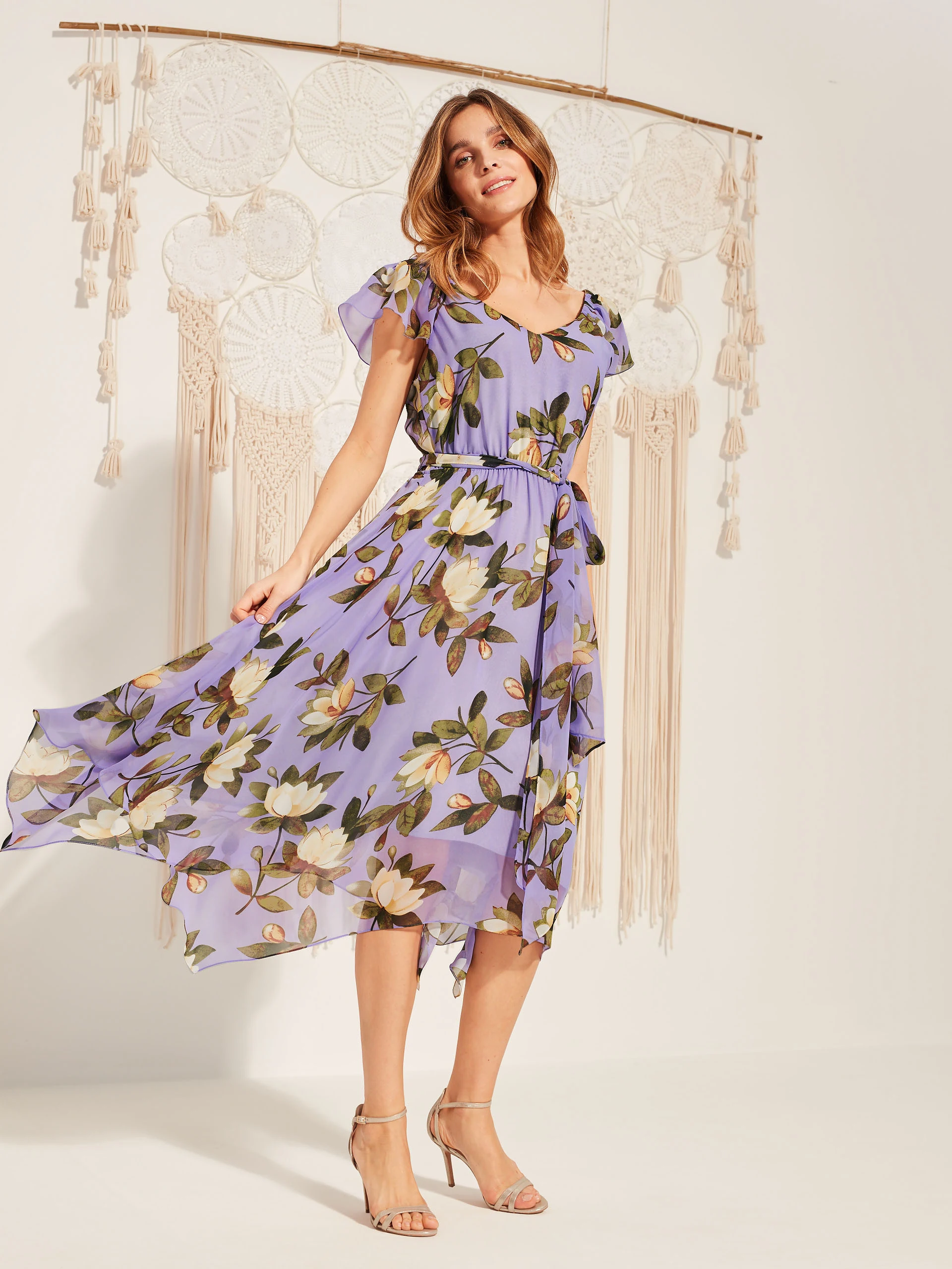 LAVENDER FLORAL PATTERN DRESS
