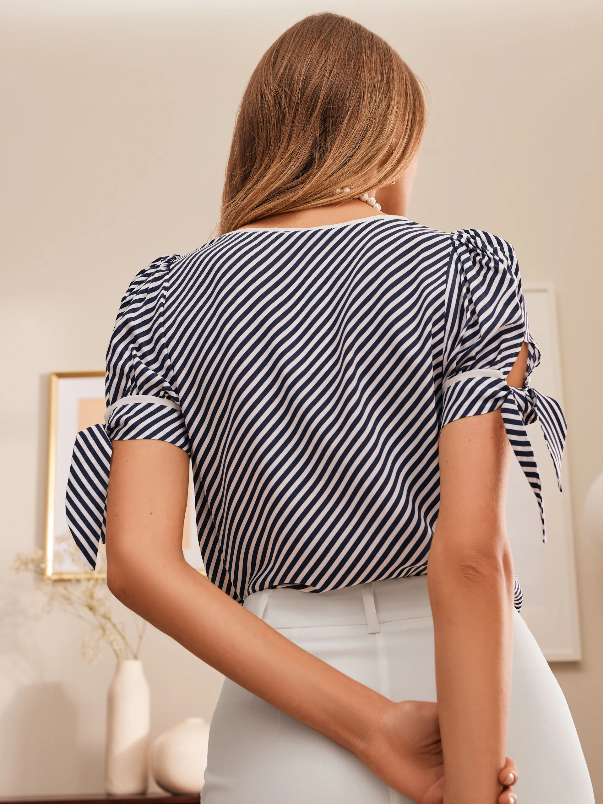 NAVY BLUE STRIPED BLOUSE
