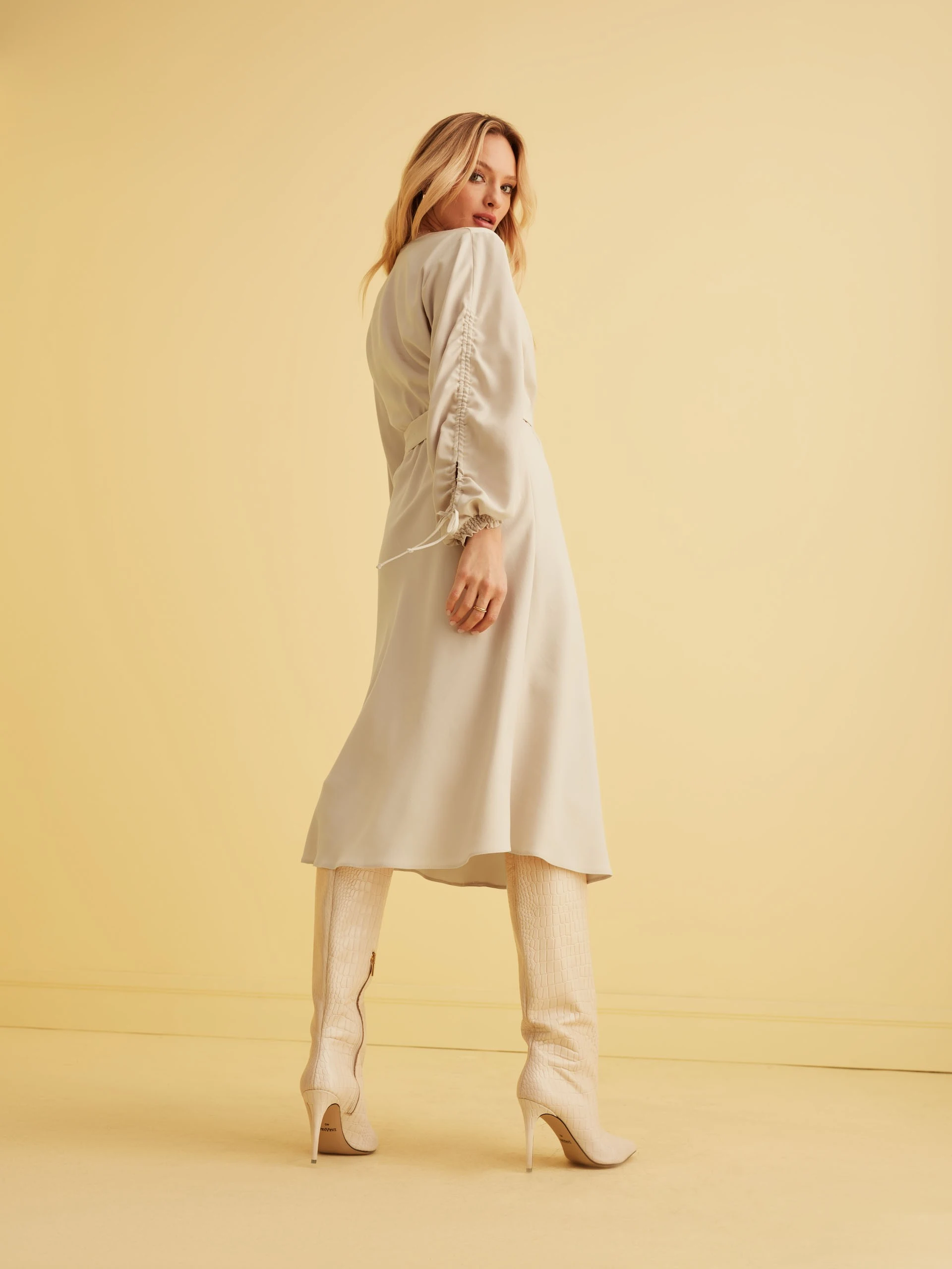 BEIGE VISCOSE DRESS