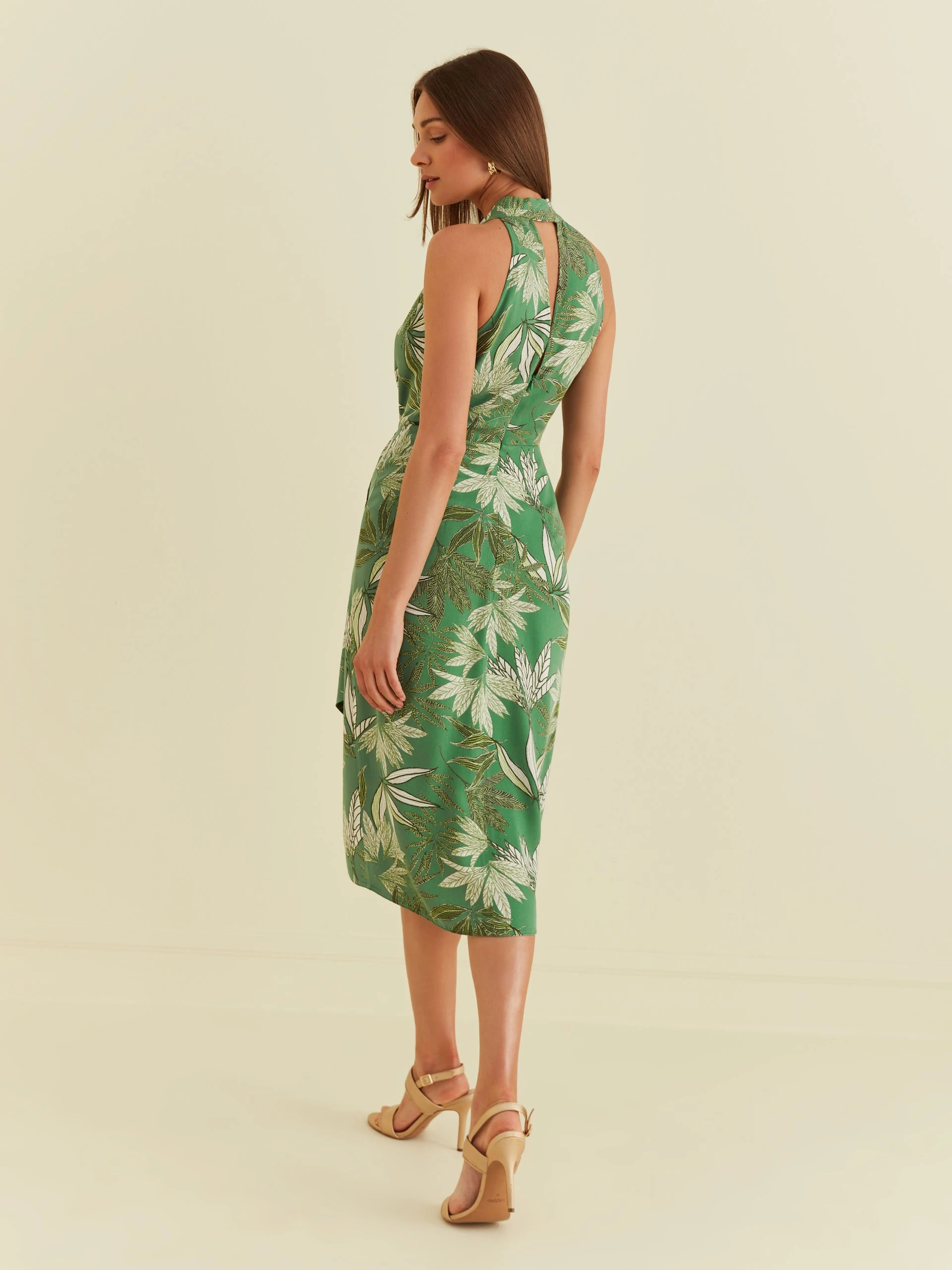 MIDI DRESS WITH GREEN PATTERN