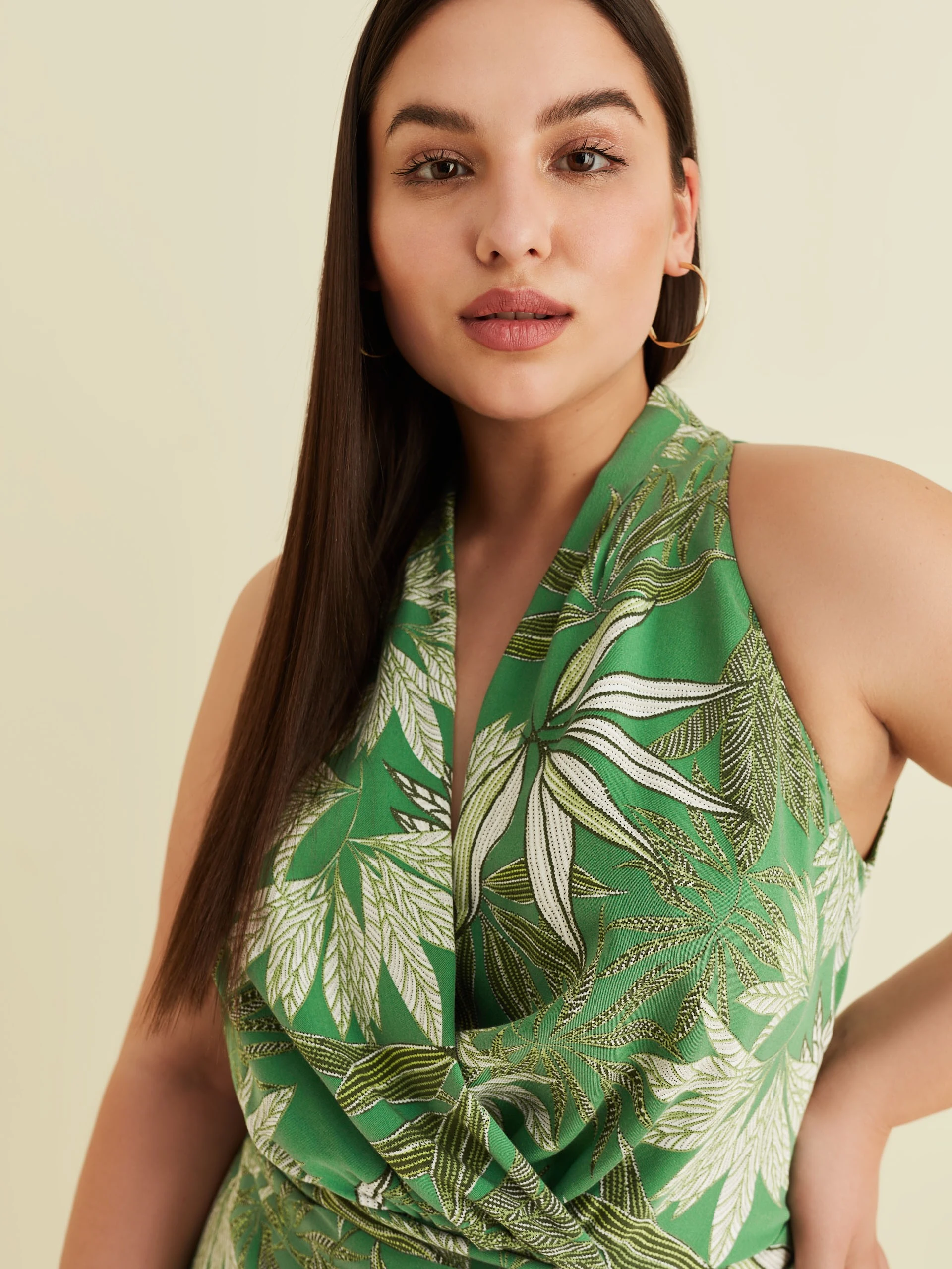 MIDI DRESS WITH GREEN PATTERN