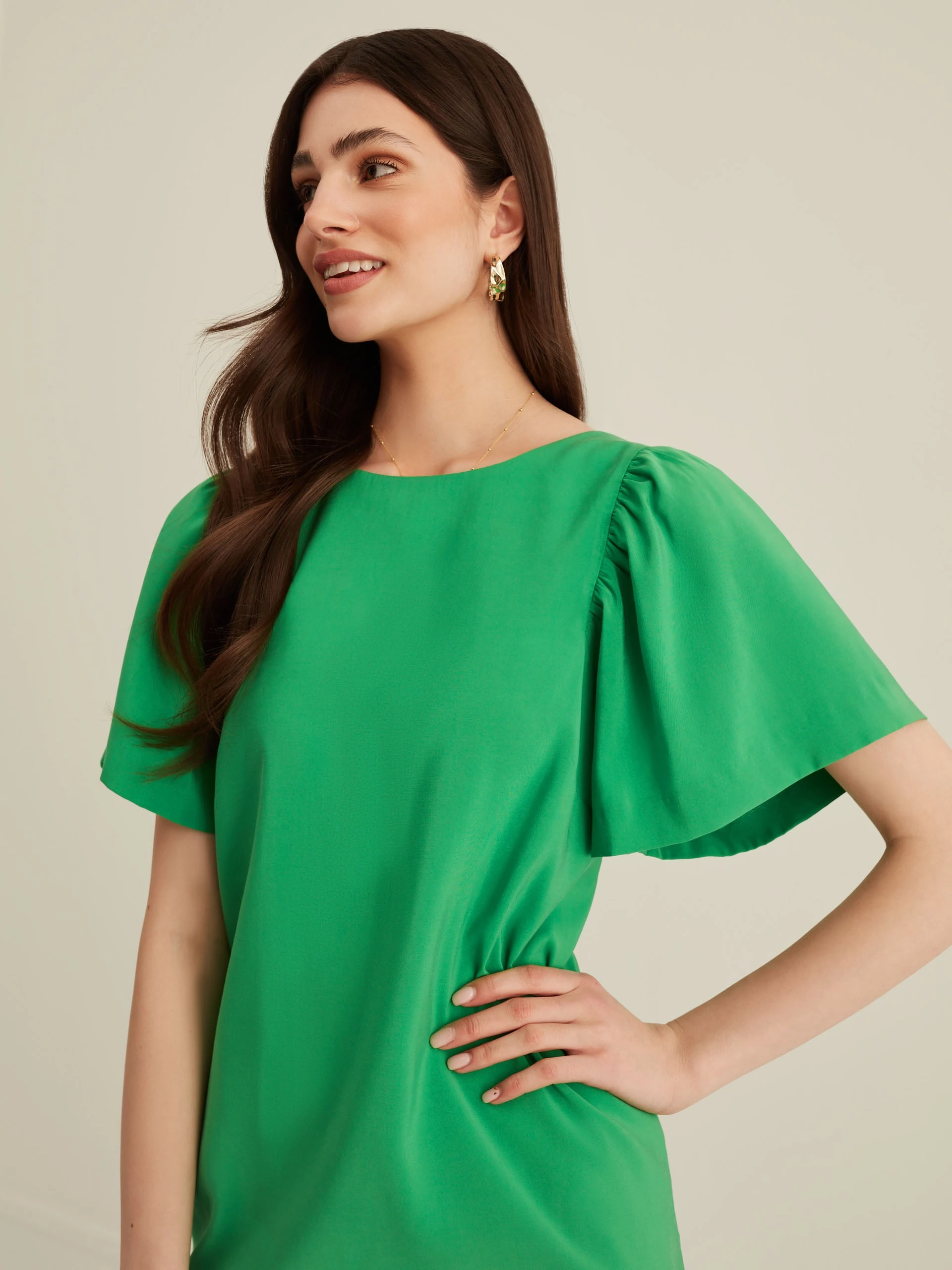 PUFF SLEEVE GREEN DRESS