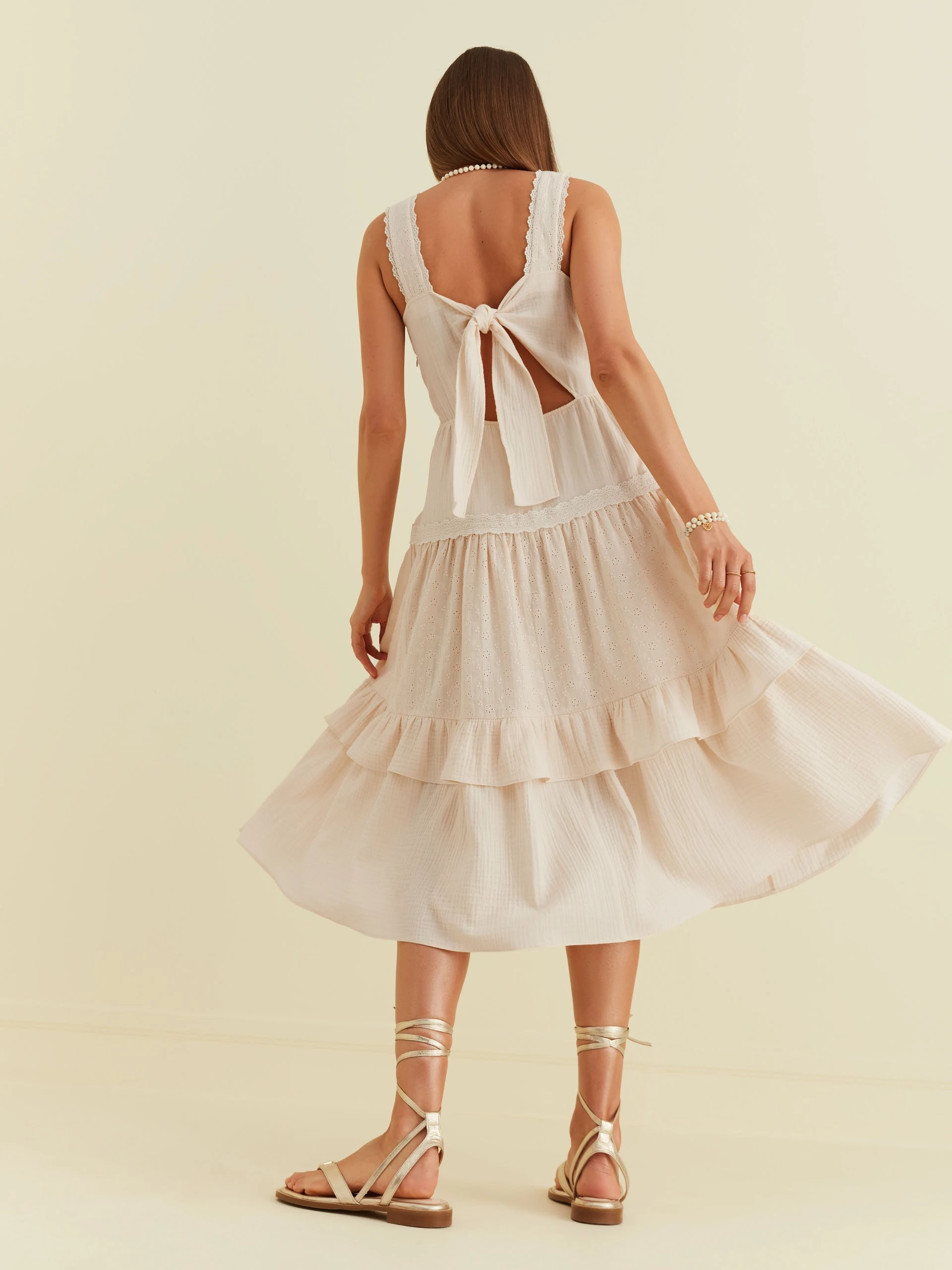 MIDI DRESS WITH LACE DETAILS