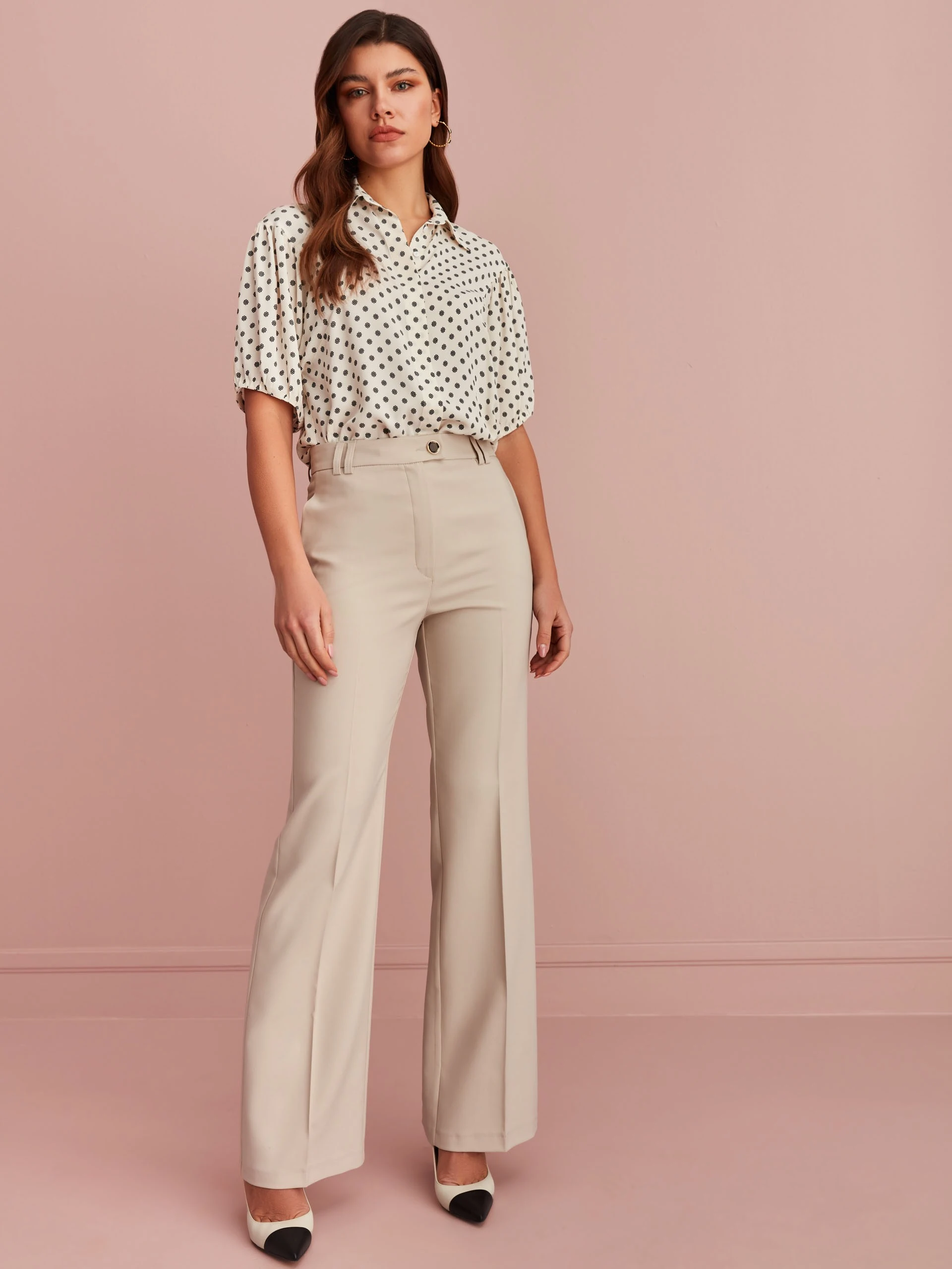 BEIGE PANTS WITH WIDE LEG