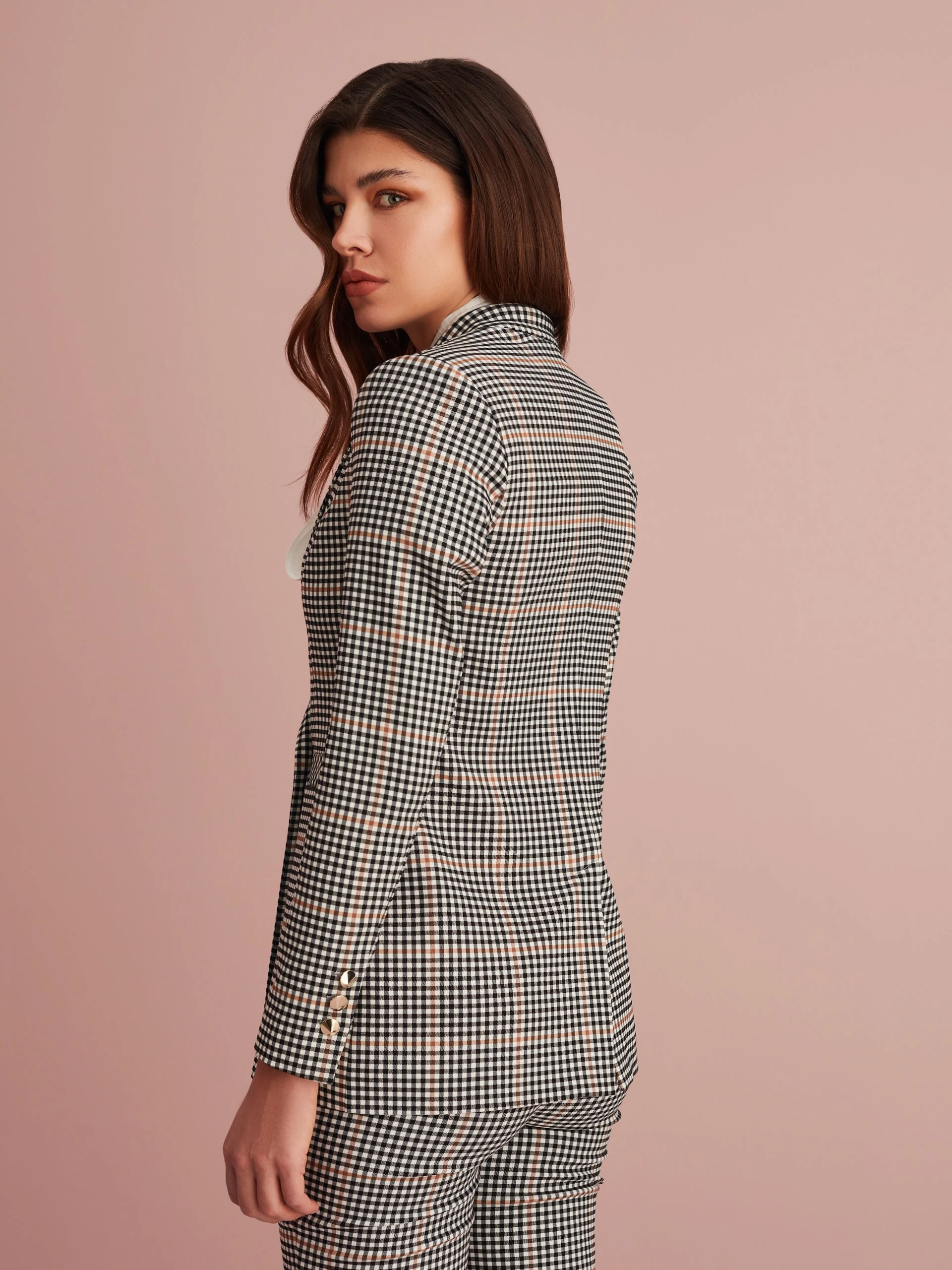 DOUBLE-BREASTED CHECKED JACKET