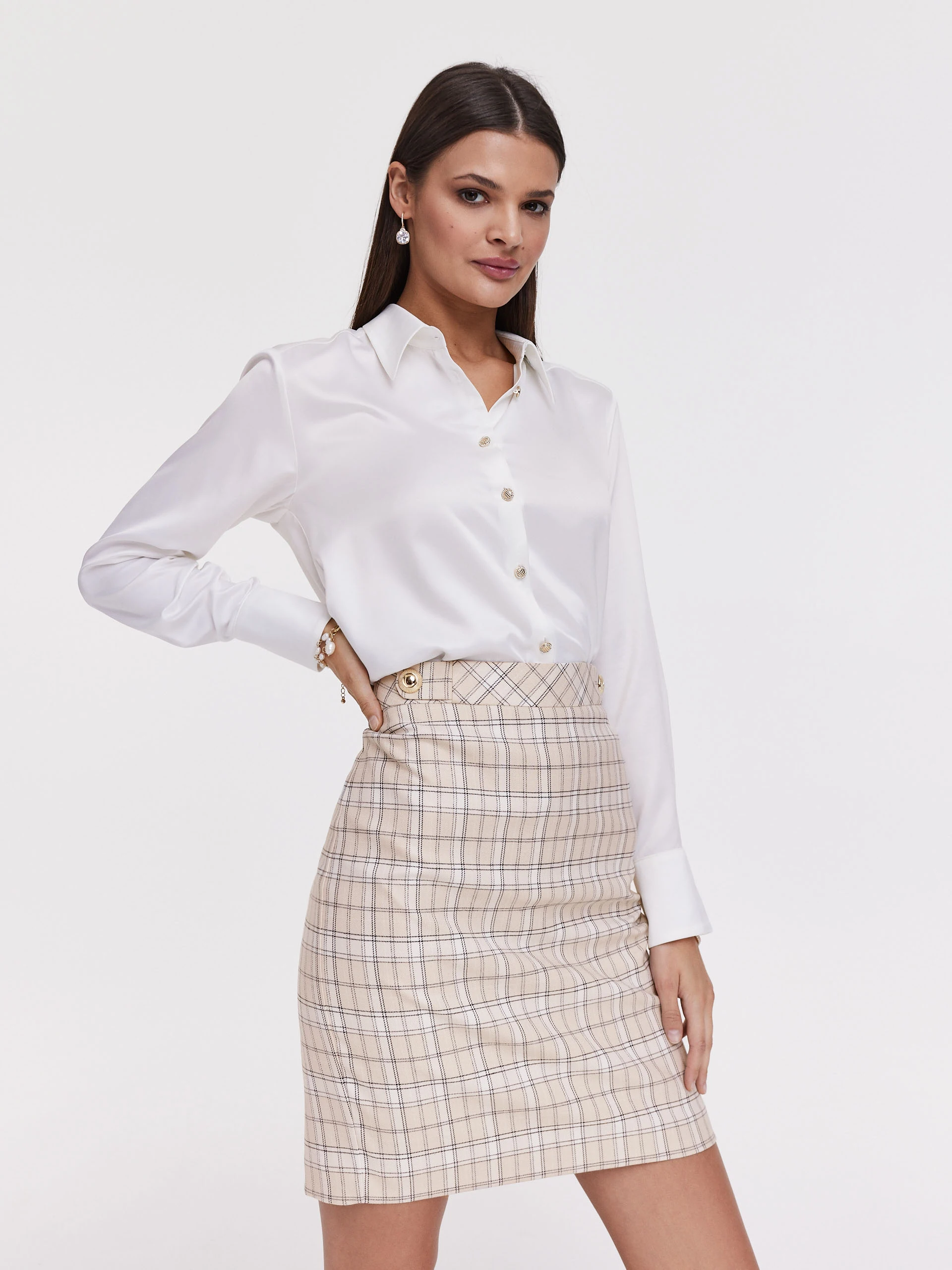 White shirt with decorative buttons
