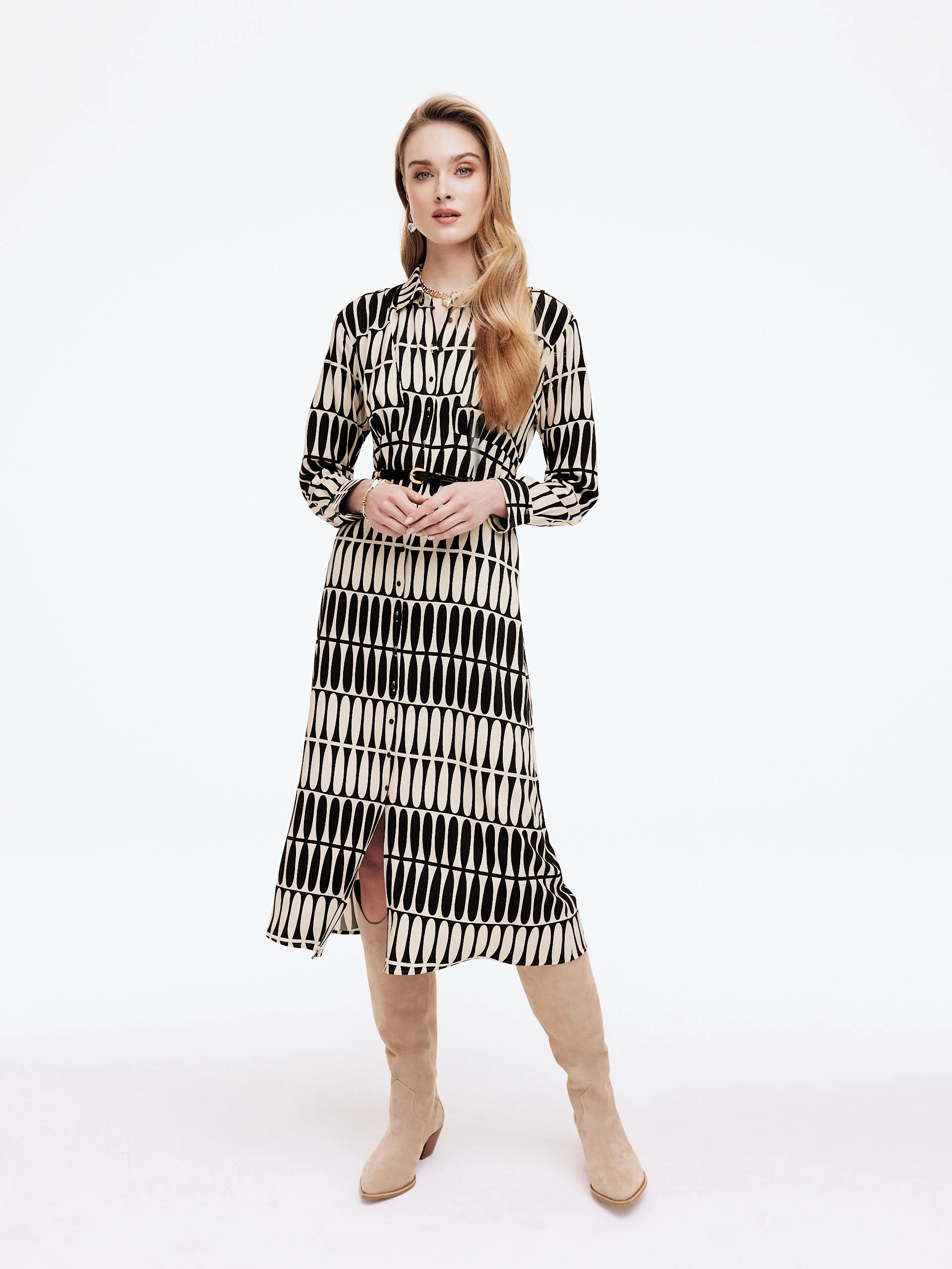 Black and white patterned emery dress