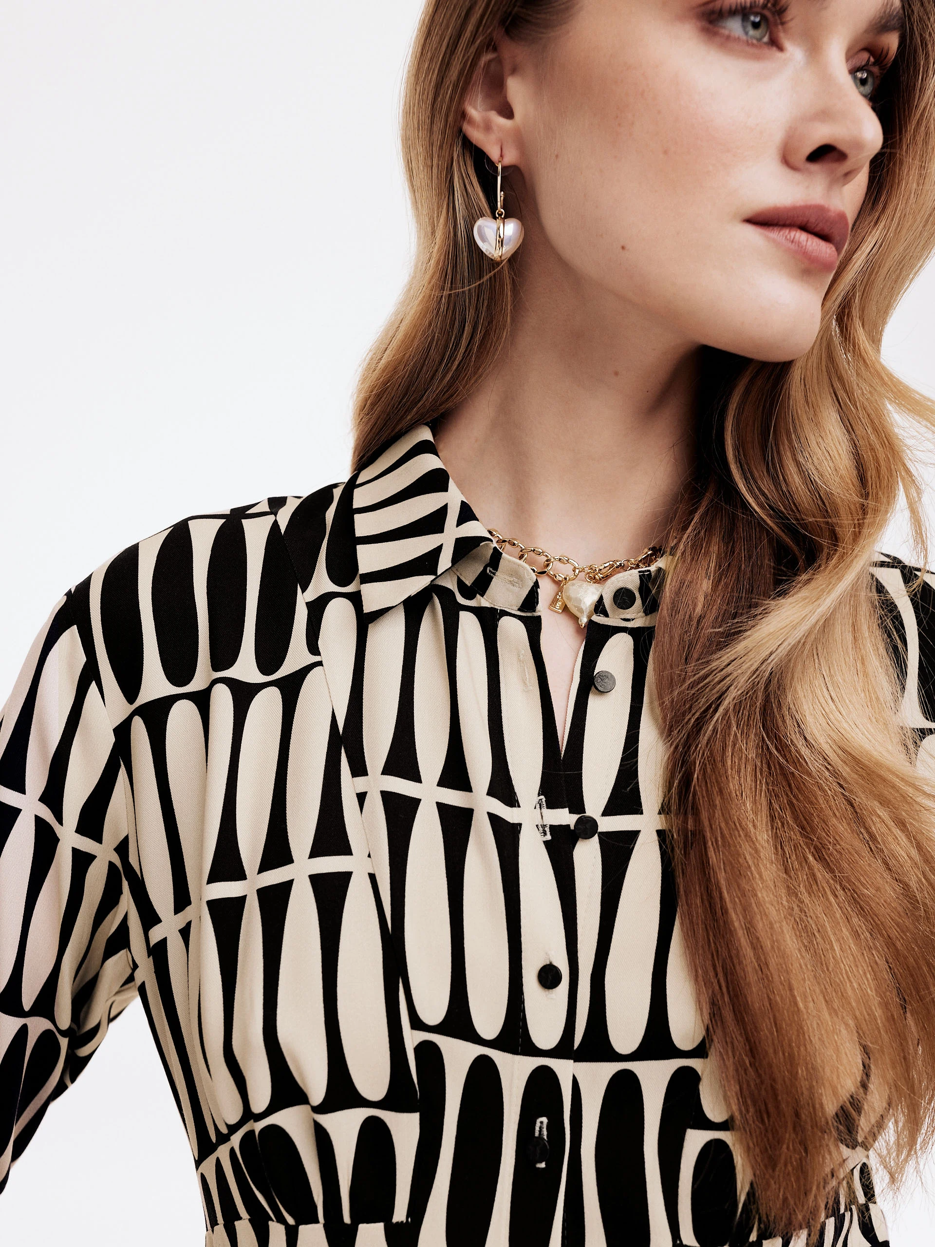 Black and white patterned emery dress