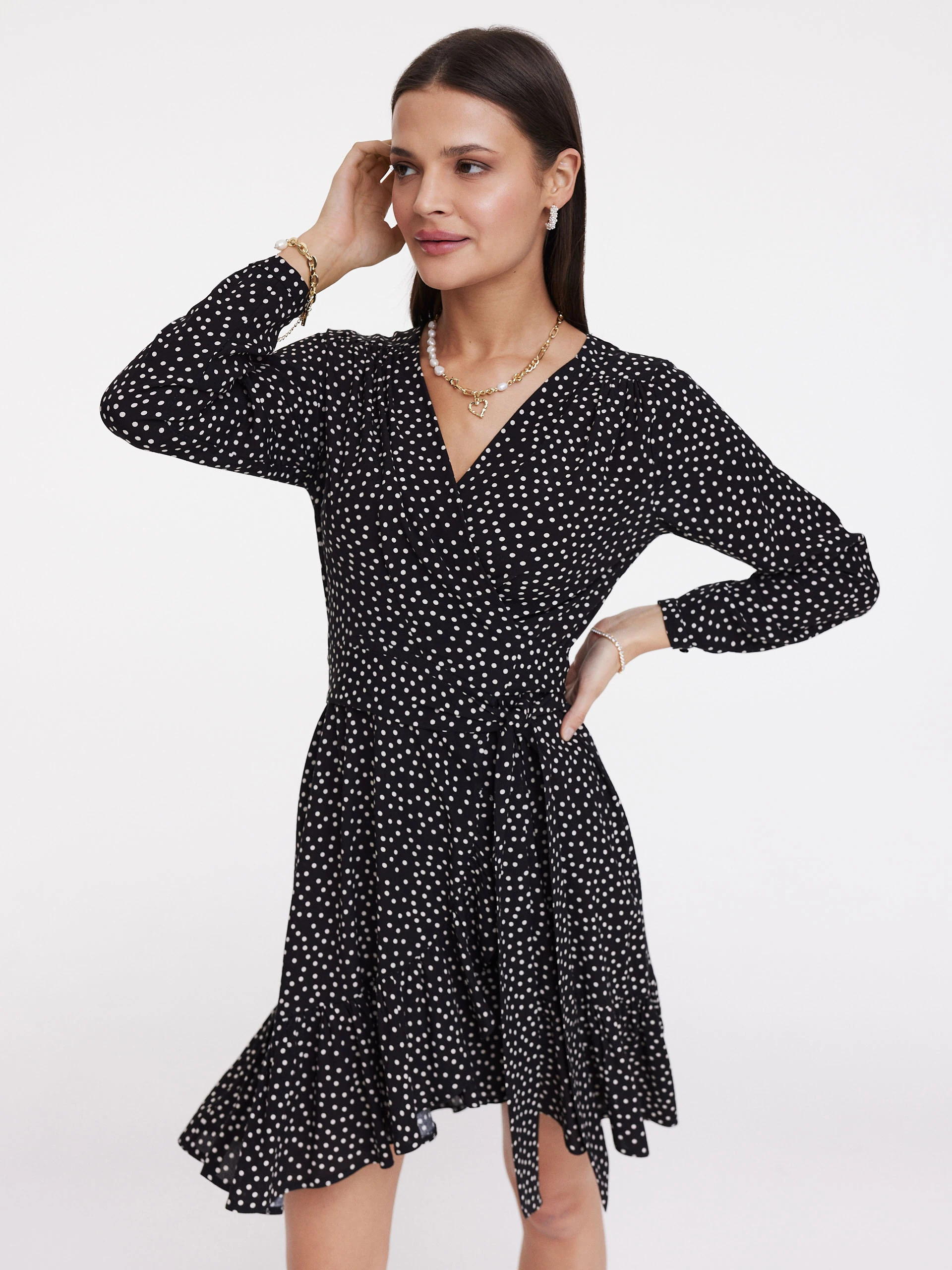 Black dress with white peas
