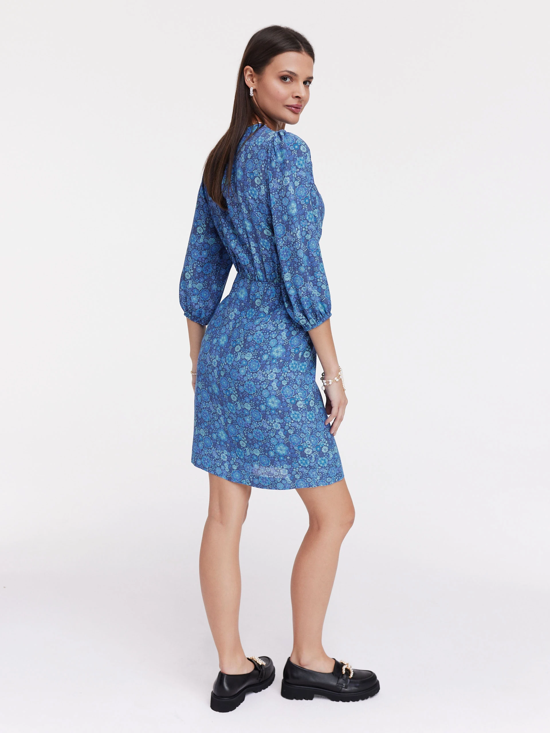 Blue floral pattern dress