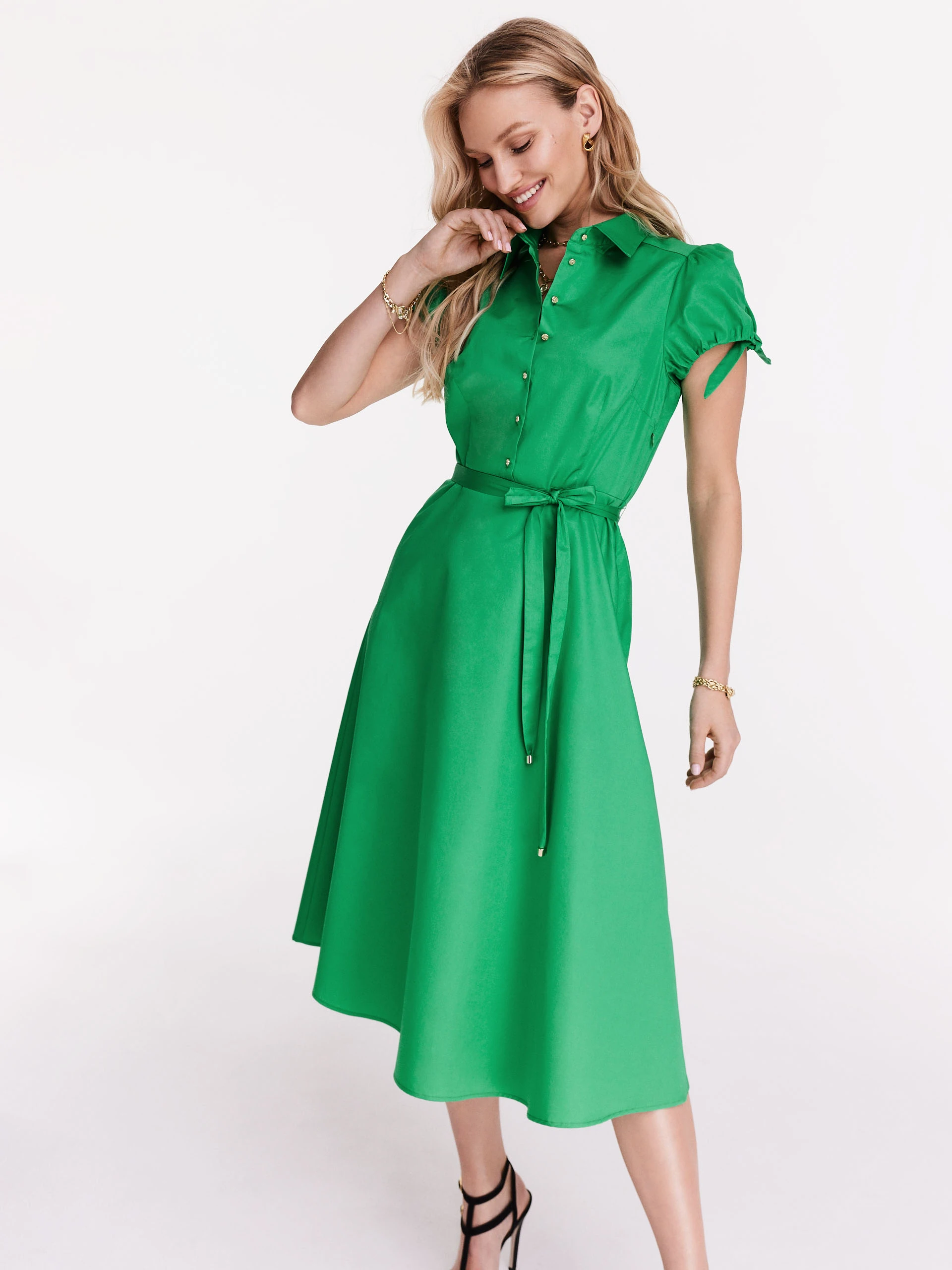 Cotton emerald-colored emery dress