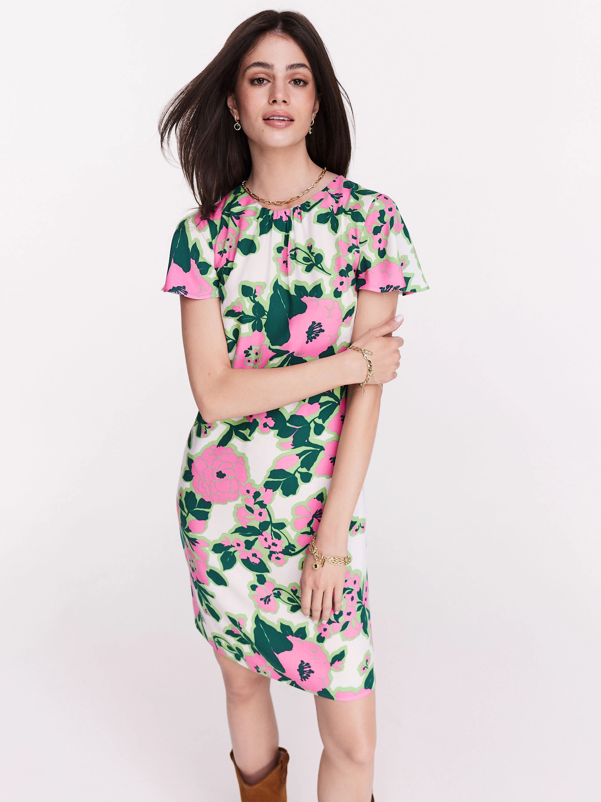 Short bright floral dress