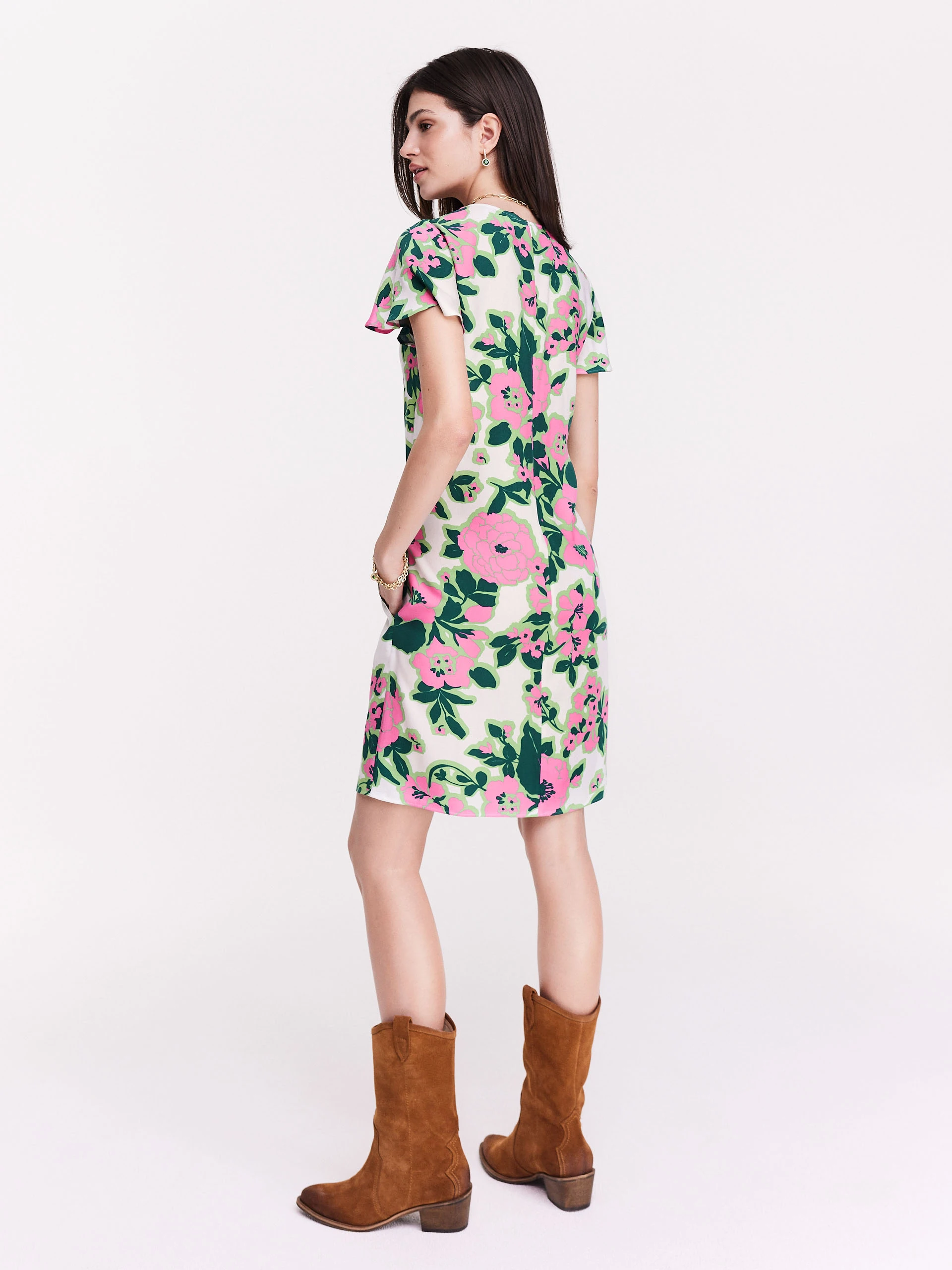 Short bright floral dress