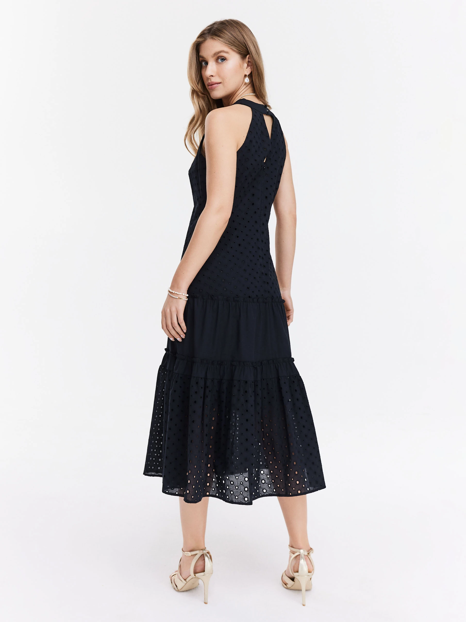 Openwork midi dress with triangle neckline