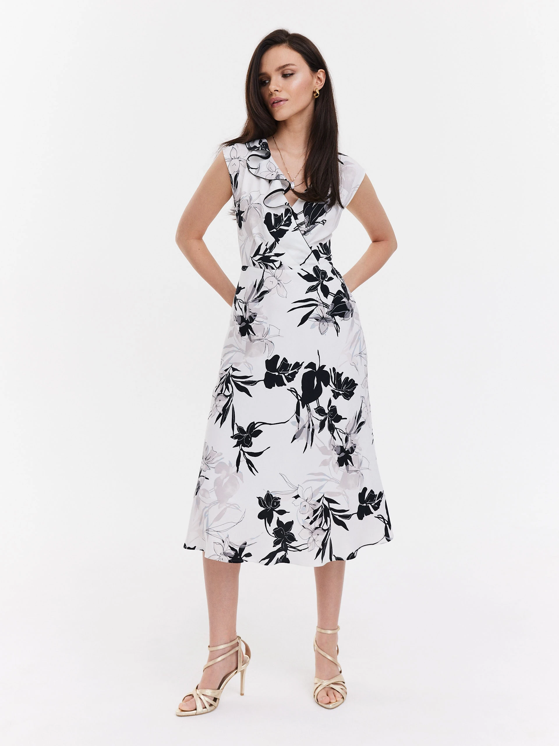 White dress with floral print