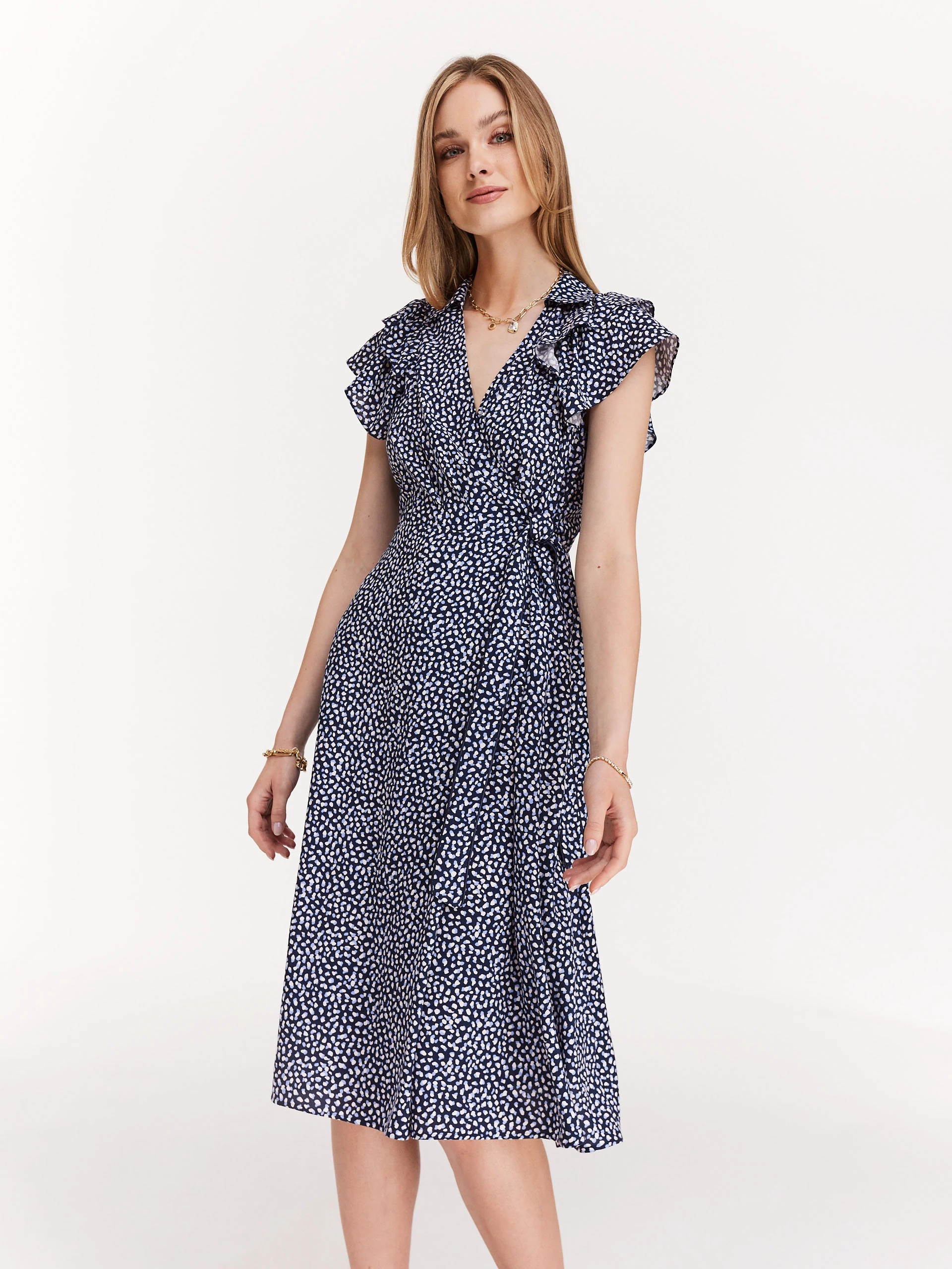 Midi dress in fine pattern