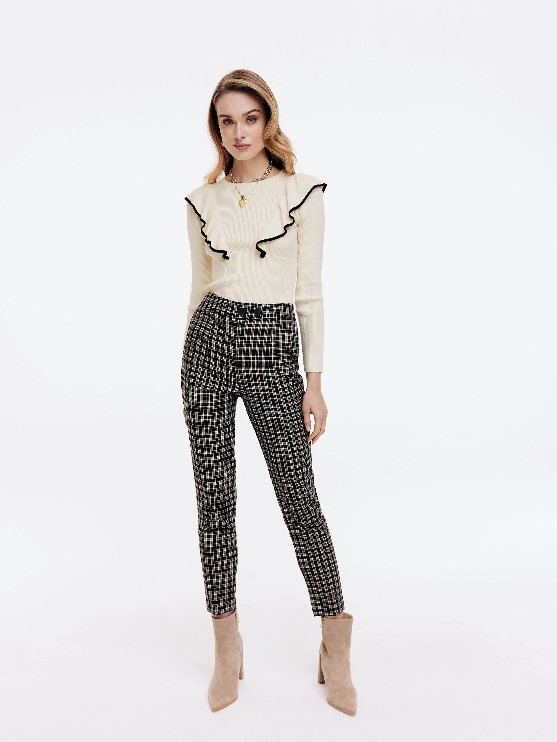 Checkered cigarette pants