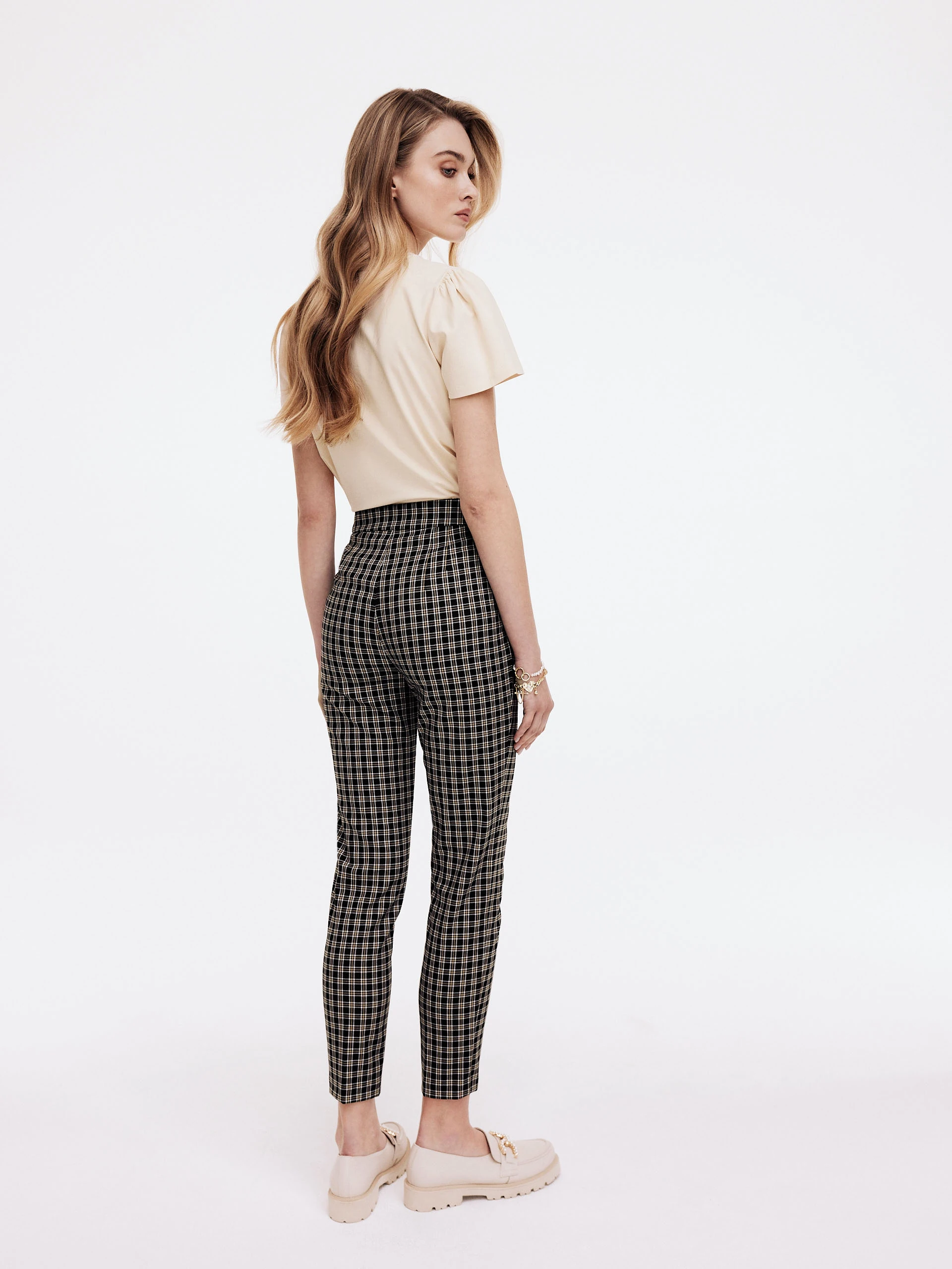 Checkered cigarette pants