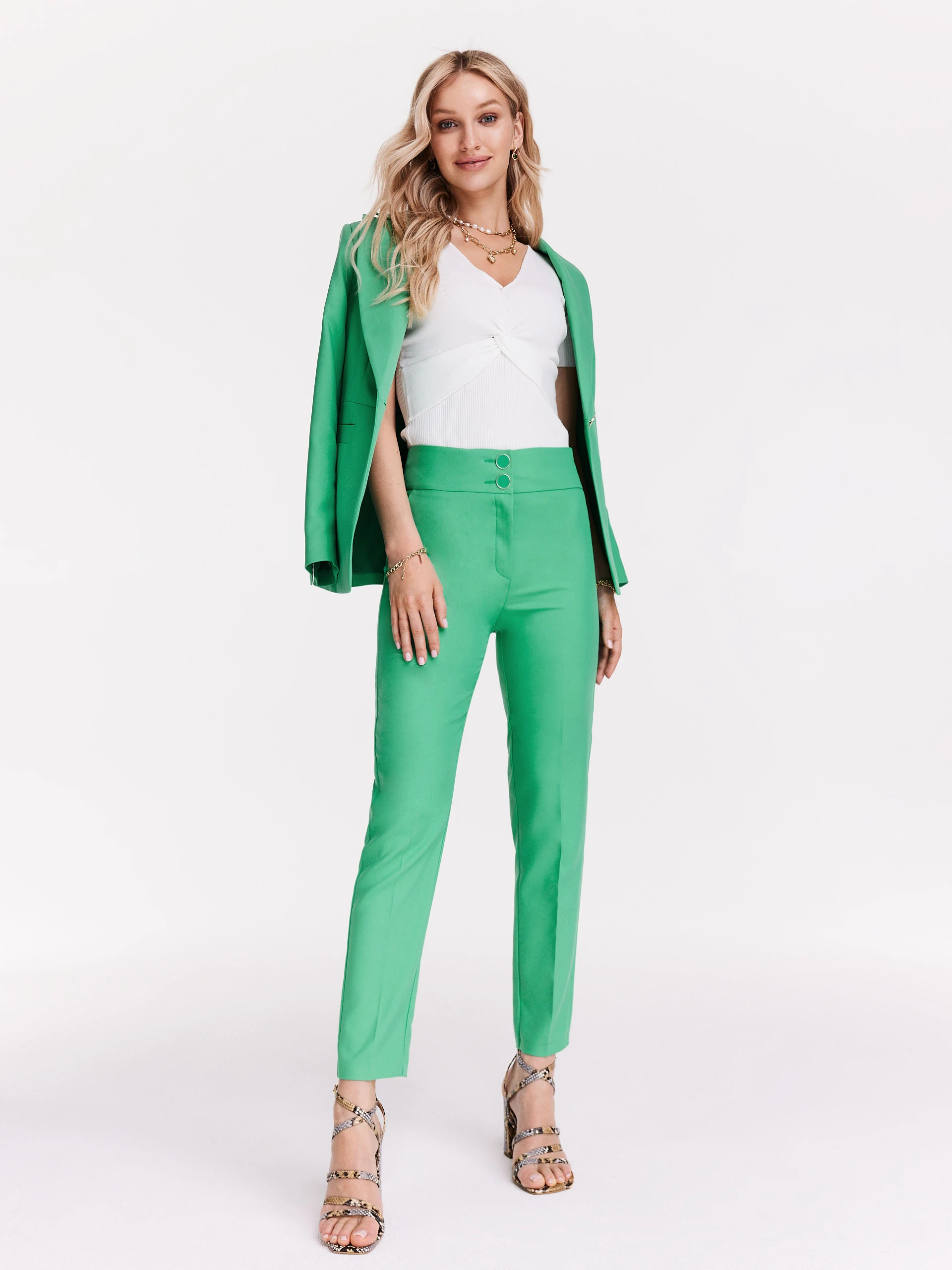 Green high-waisted pants