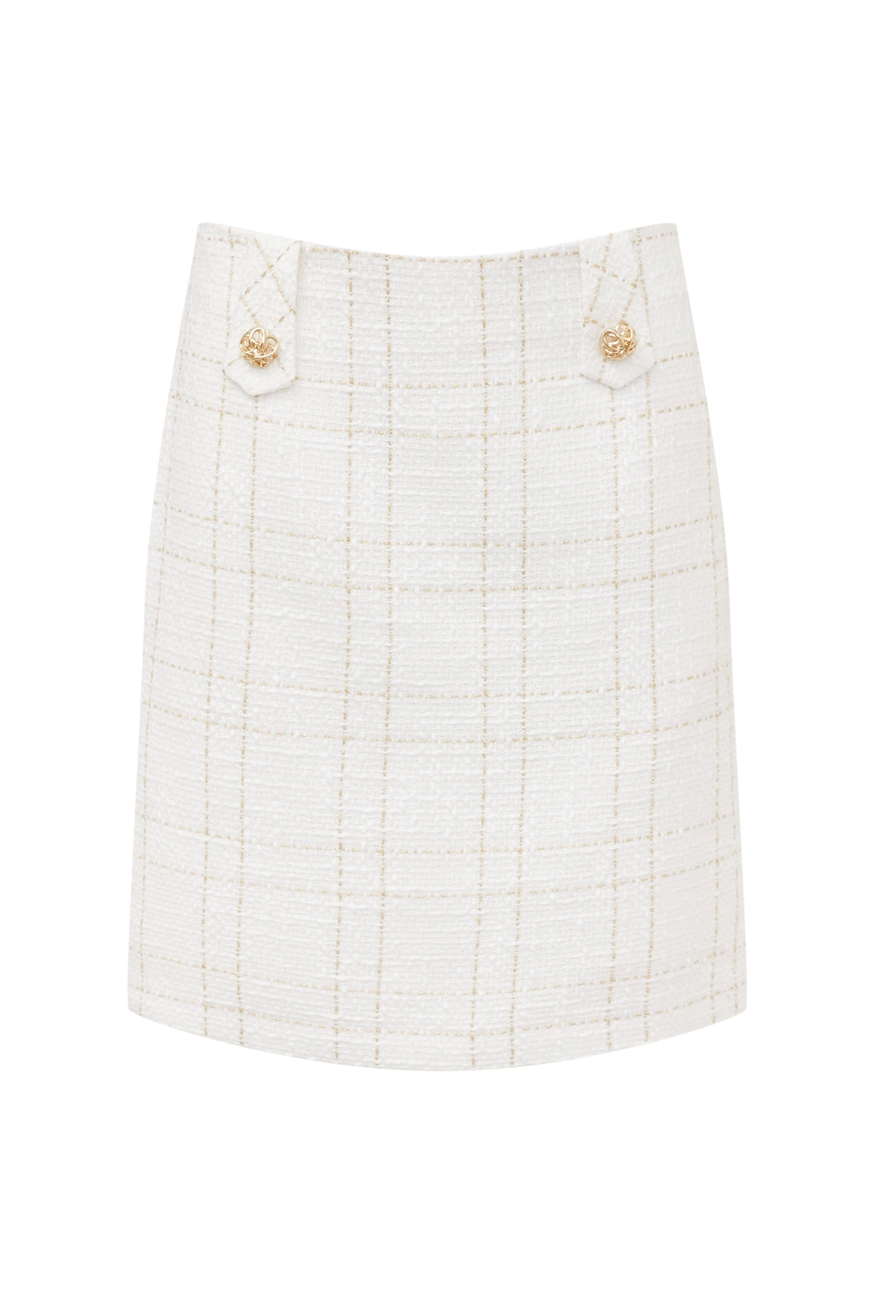 Beige short plaid skirt