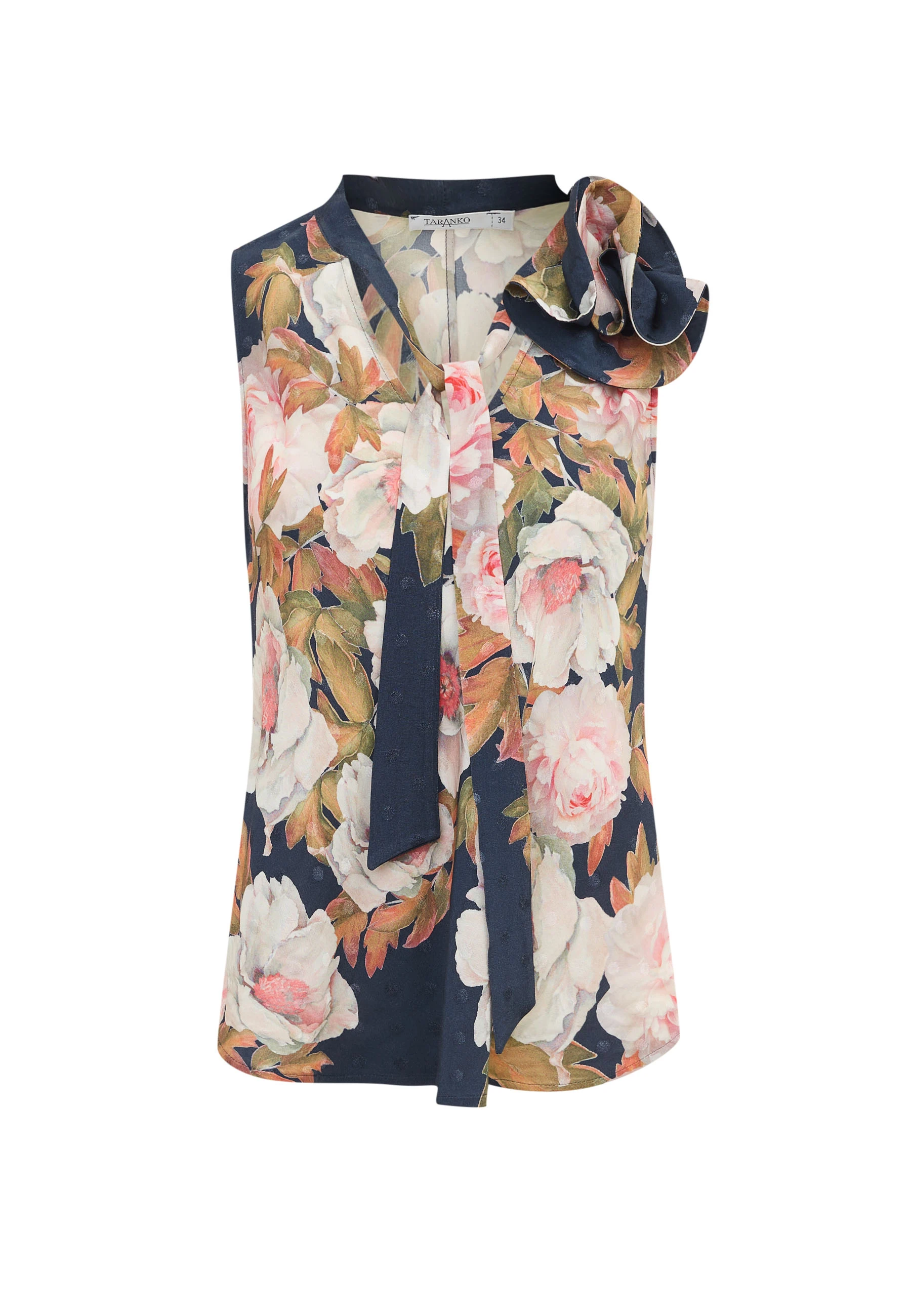 Floral viscose blouse with neck ties