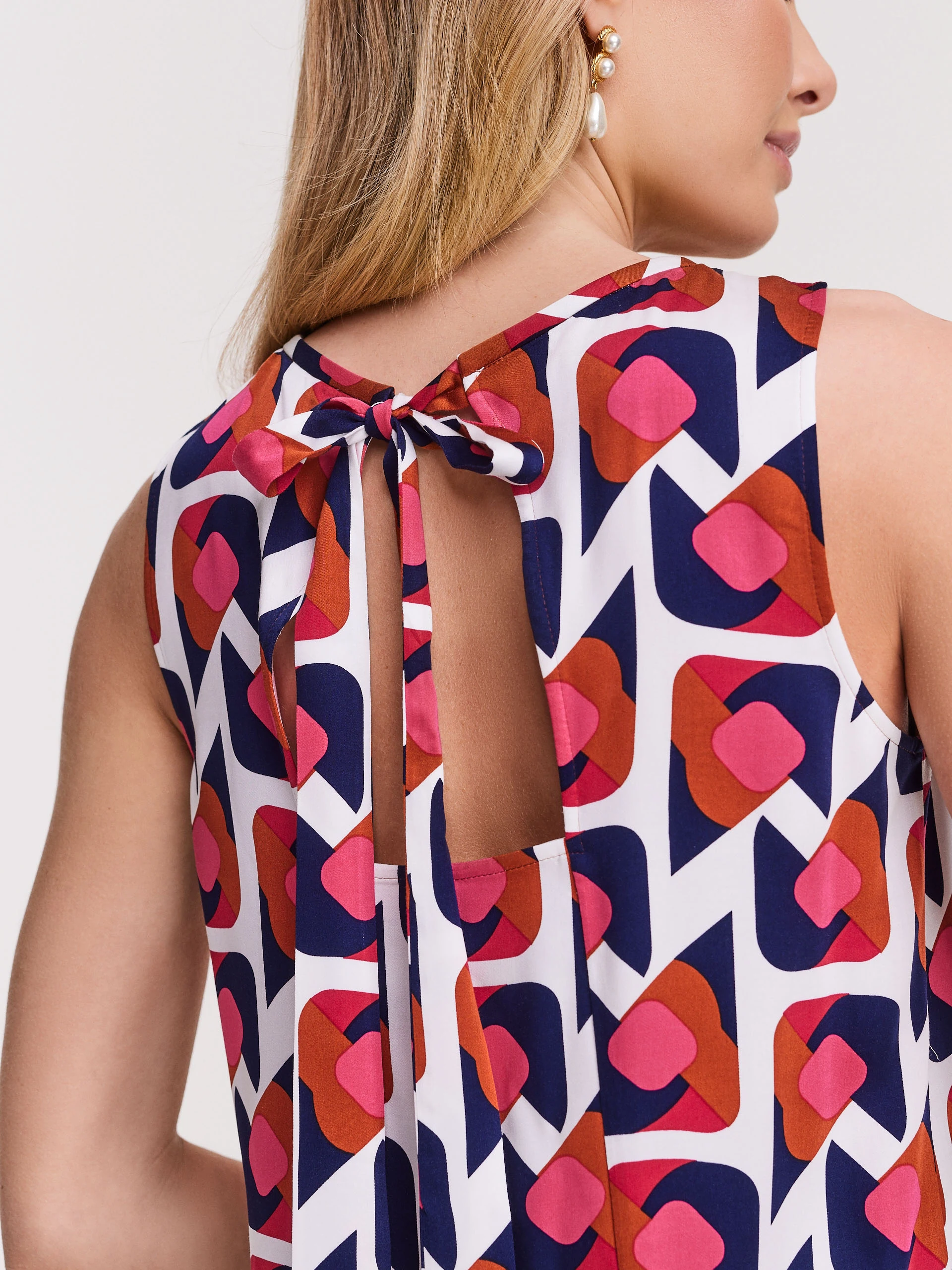 White blouse in geometric print