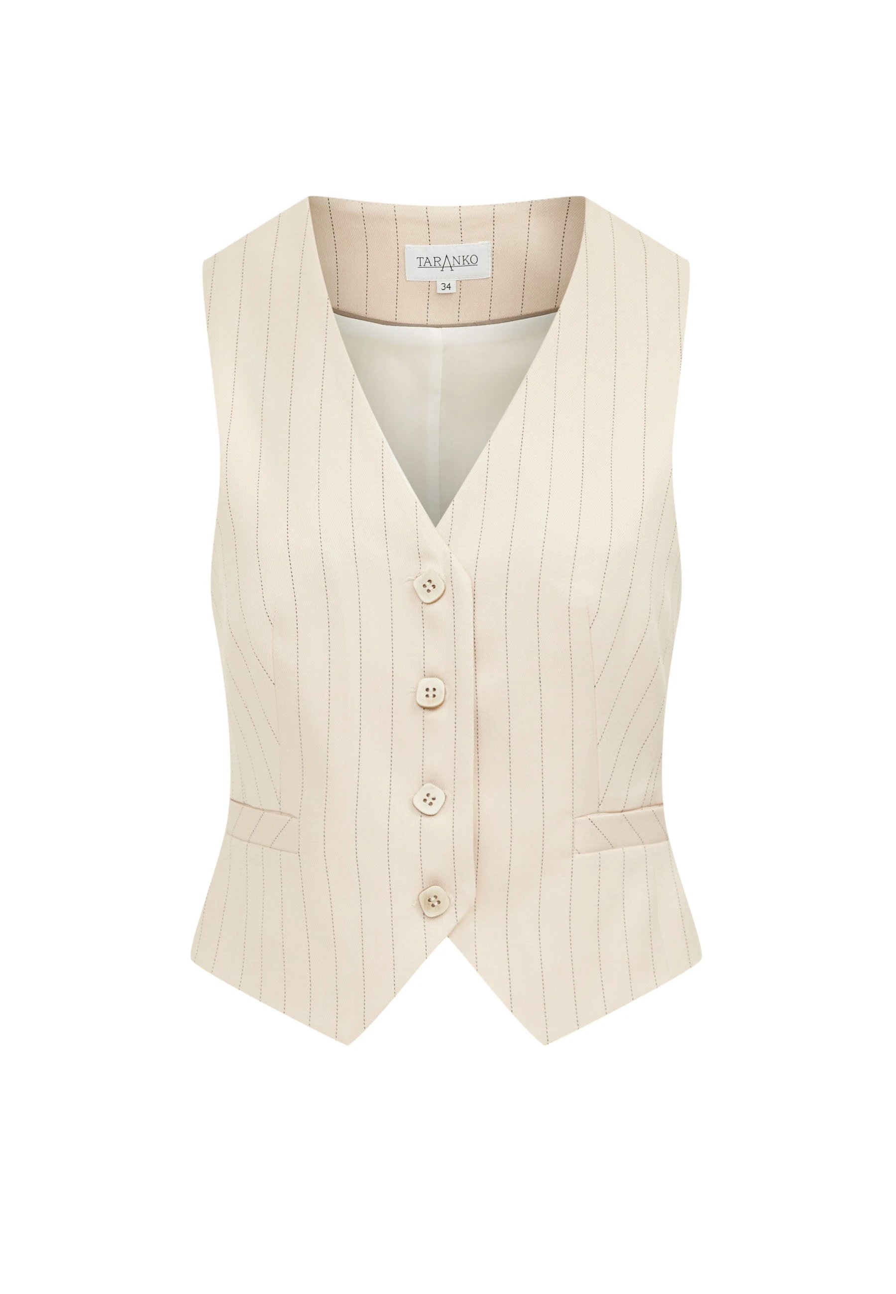 Elegant beige vest with fine stripe pattern