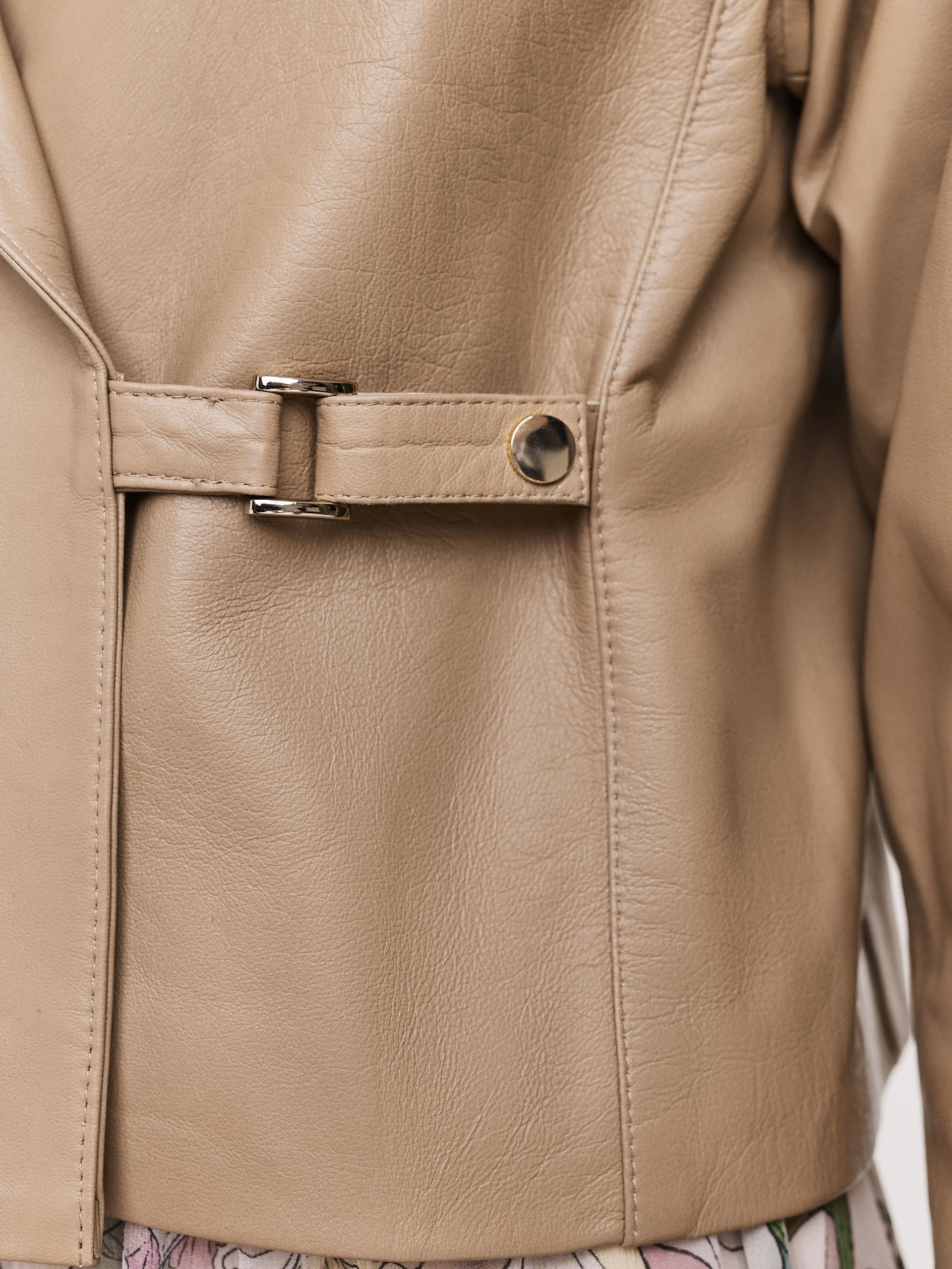 Minimalist beige leather ramon jacket