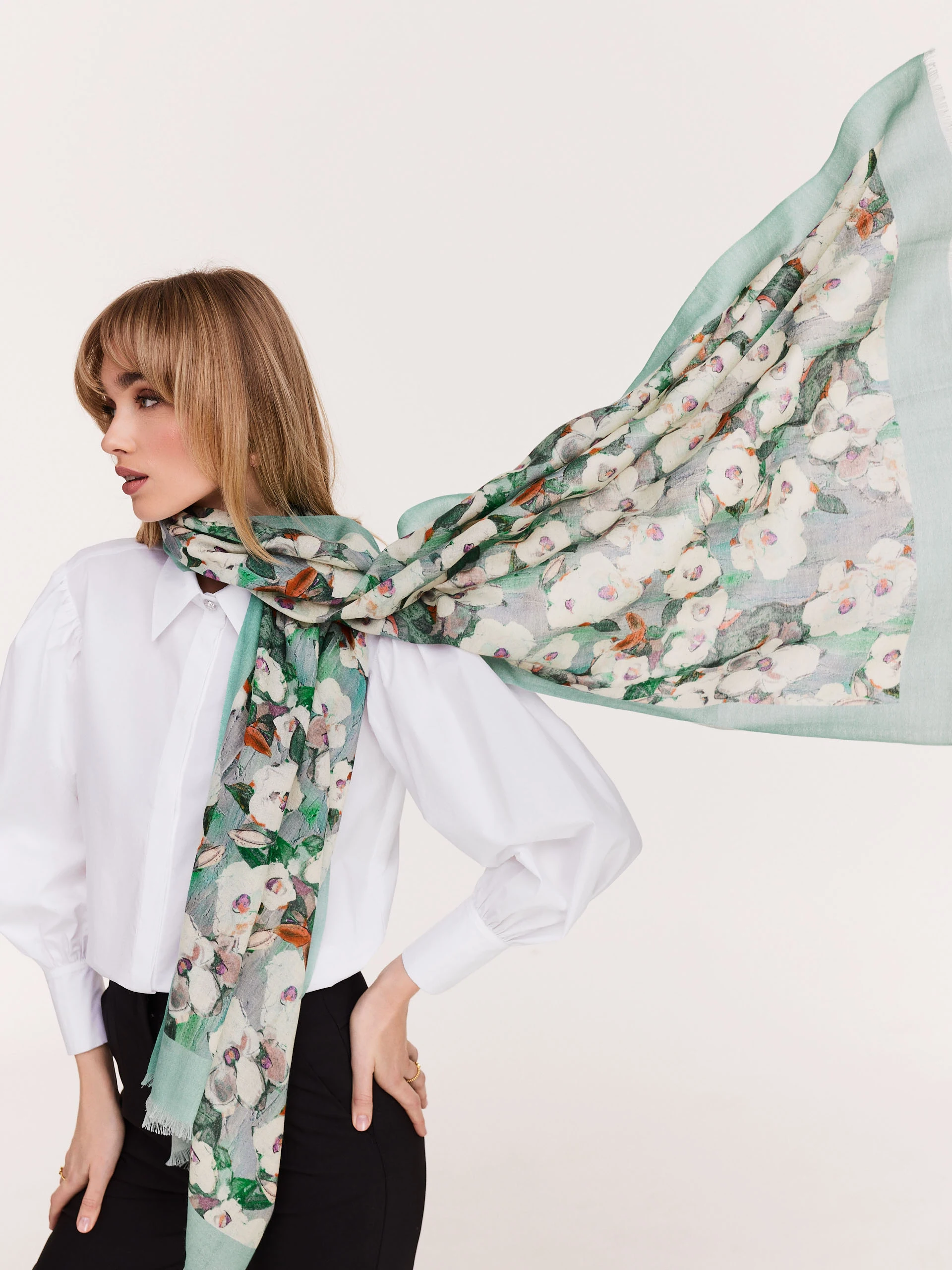 Elegant white shirt with buff sleeves