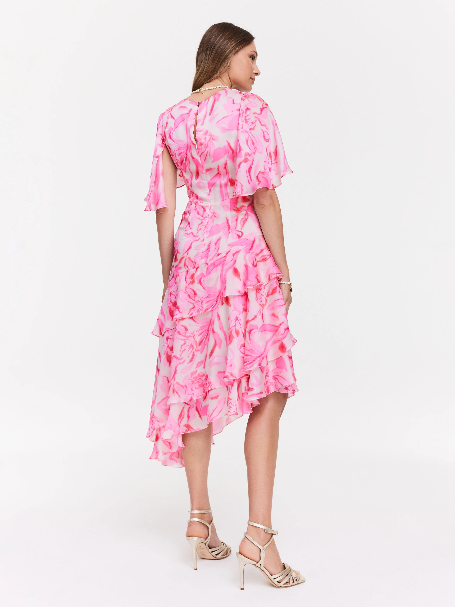 Pink dress with floral patterns