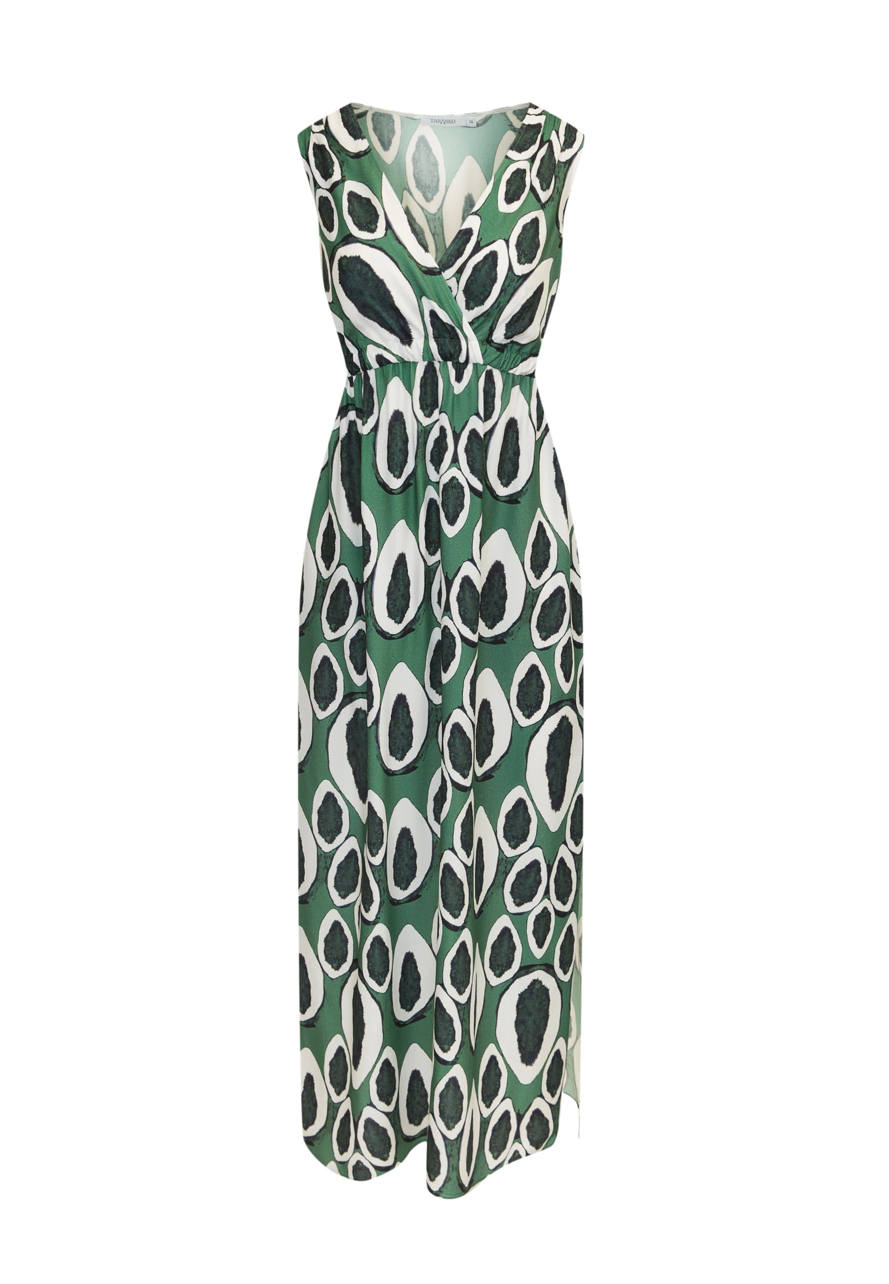 Green dress with a slit on the side