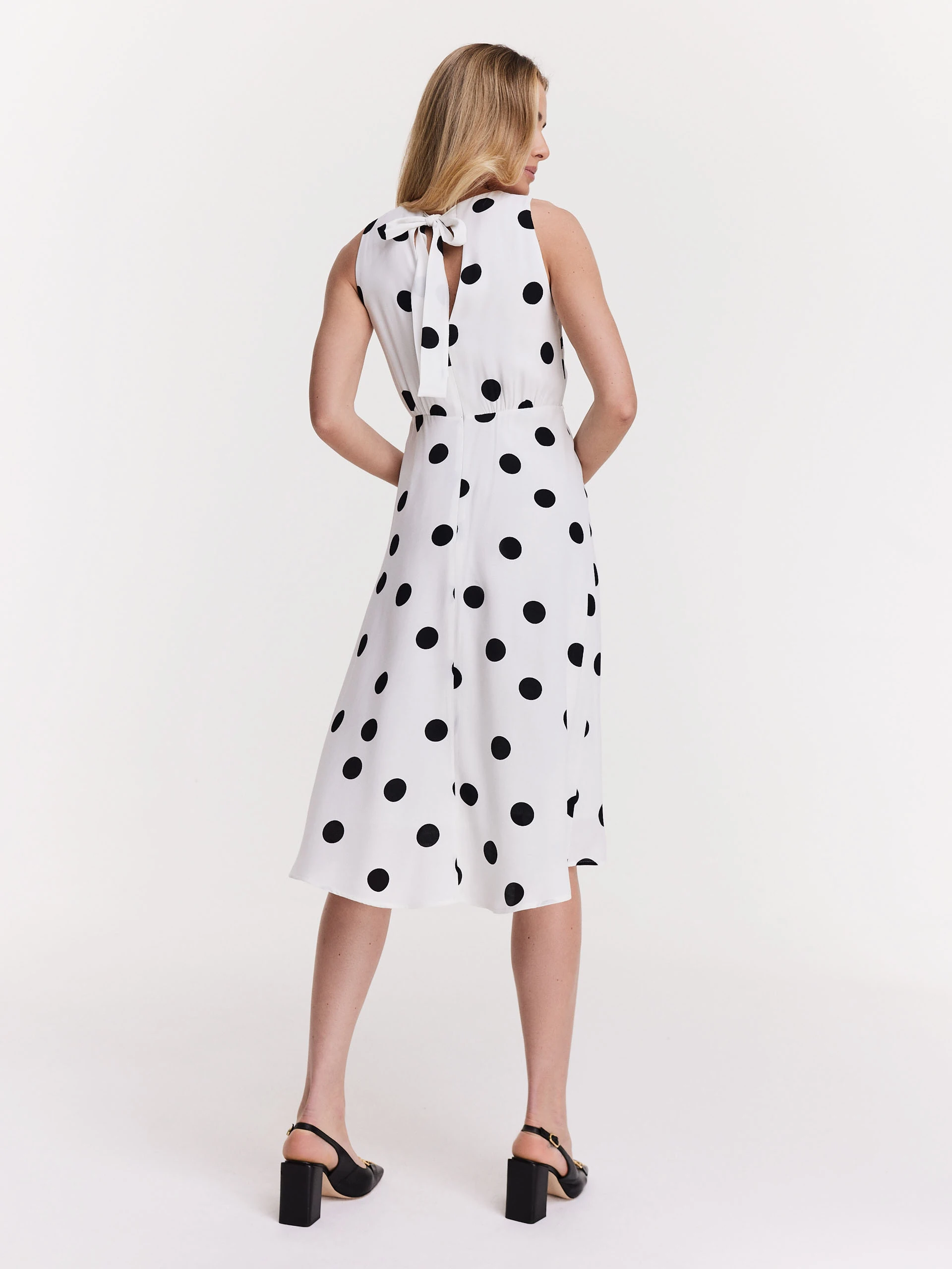 Pea-print midi dress