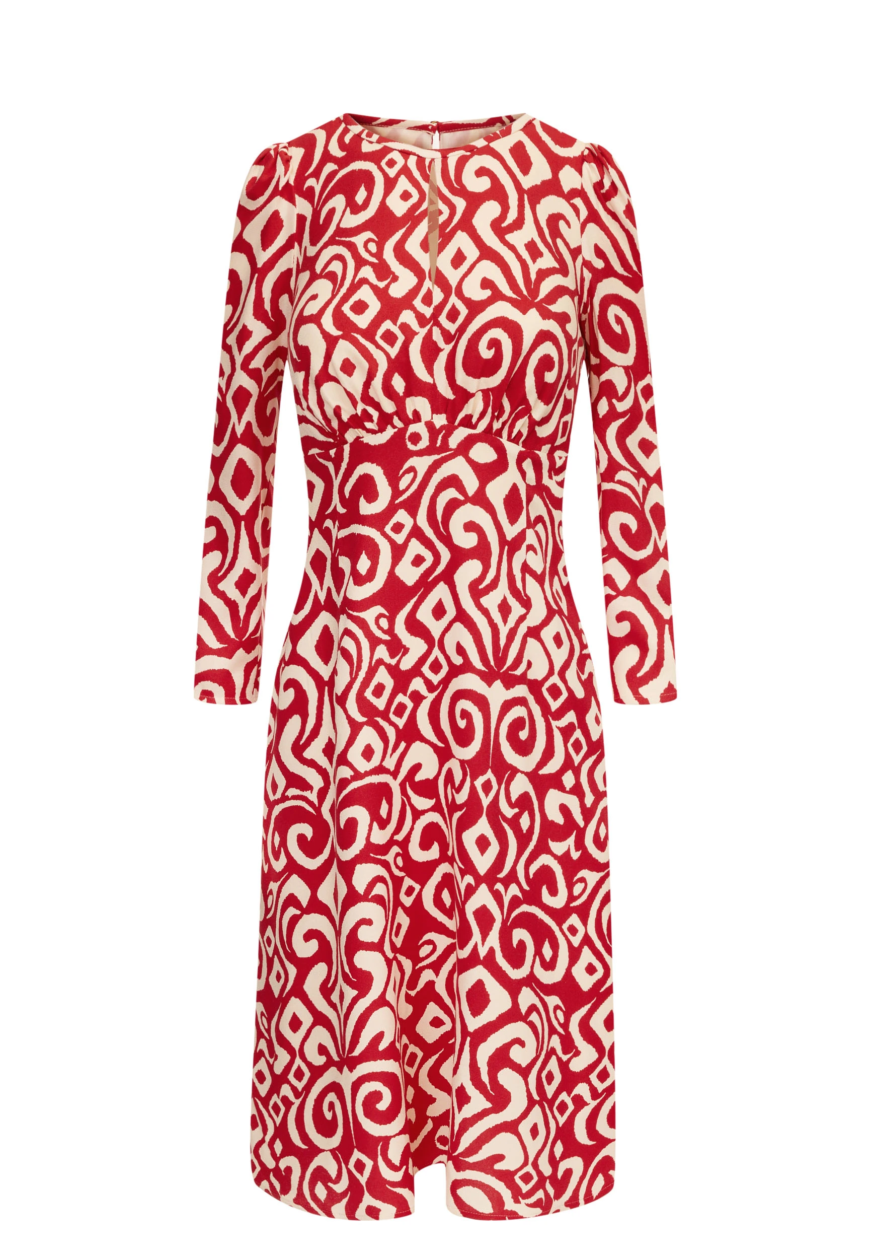 Red and cream dress