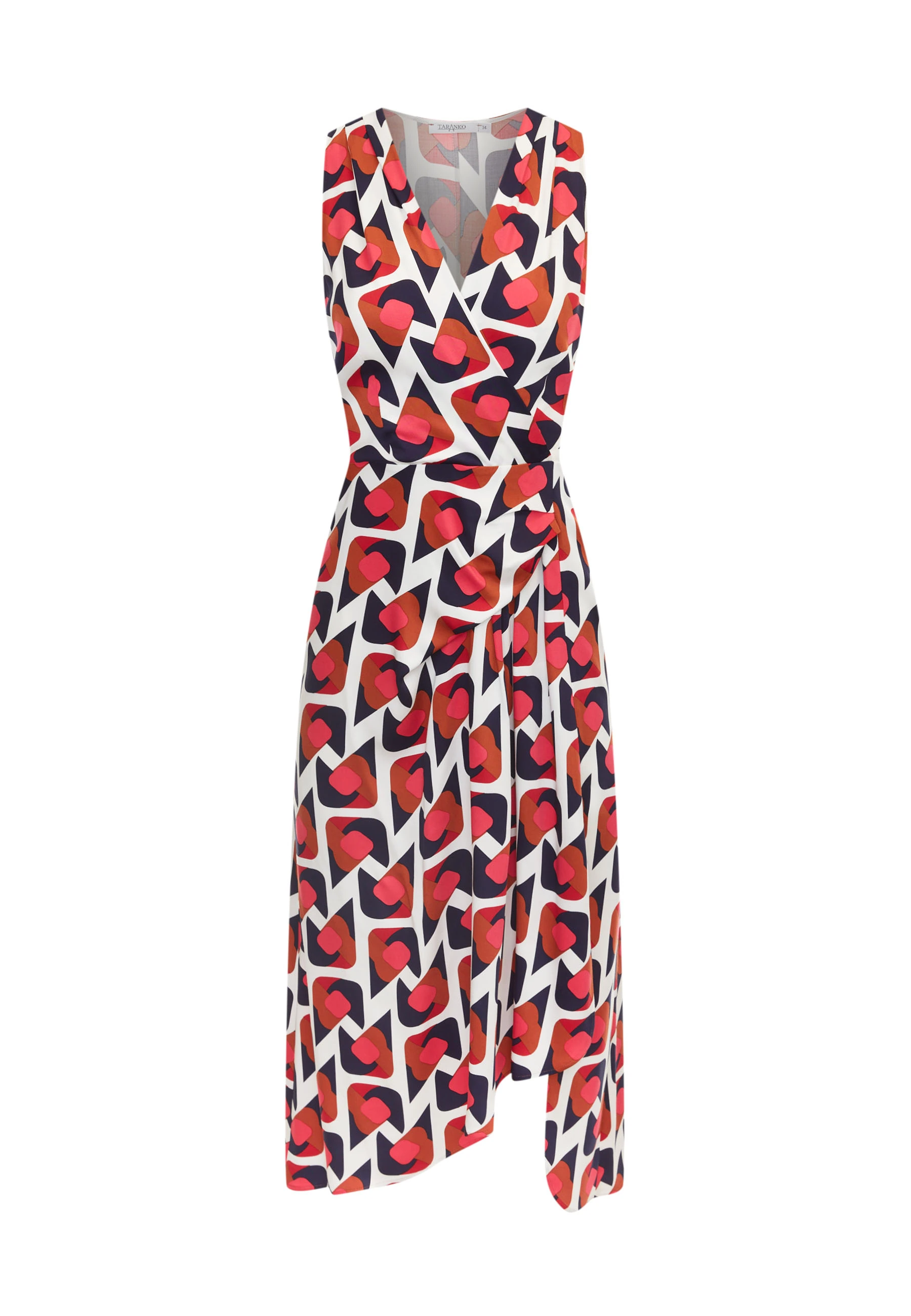 White dress with red and black patterns