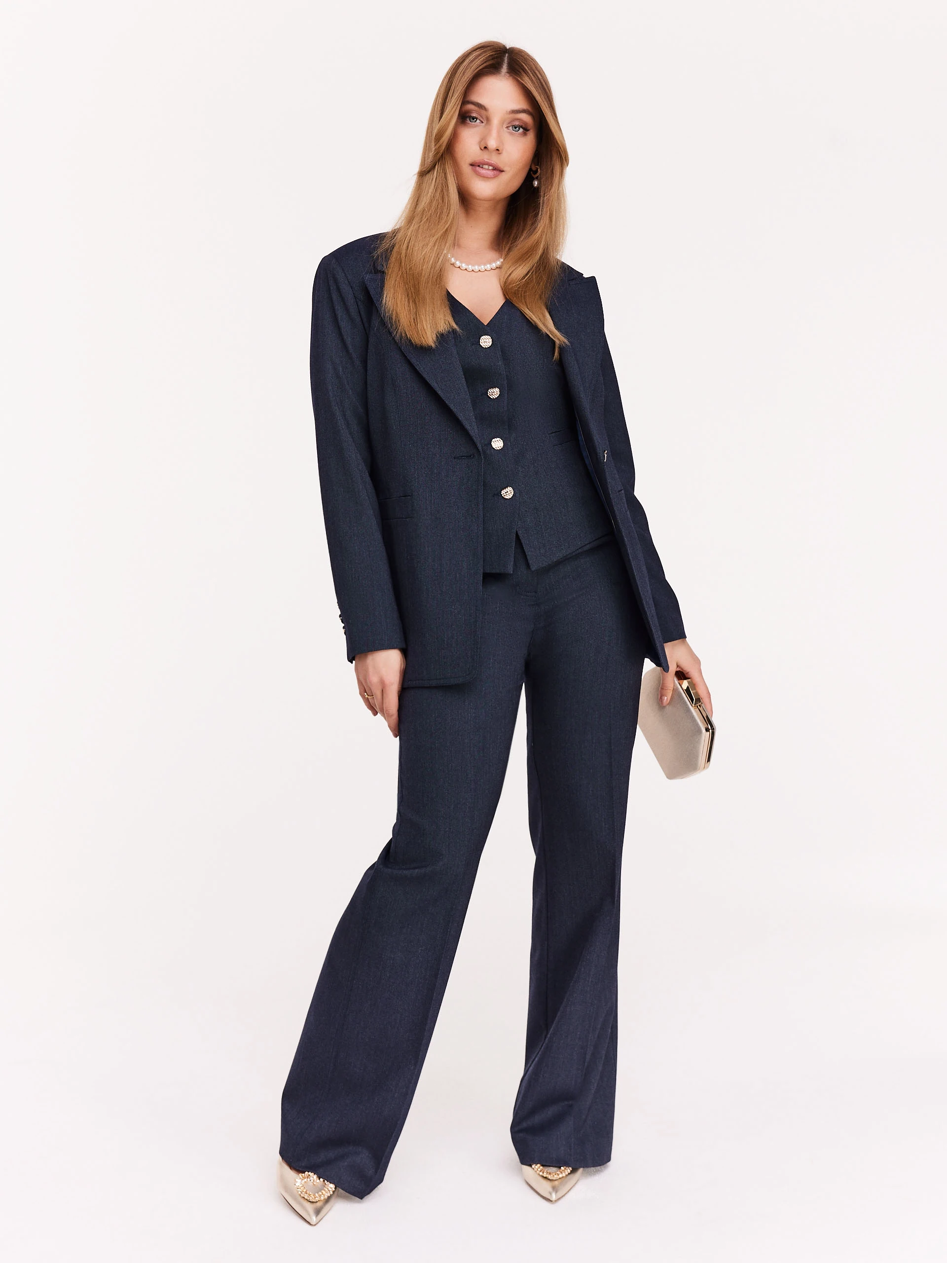 Suit pants with flared legs