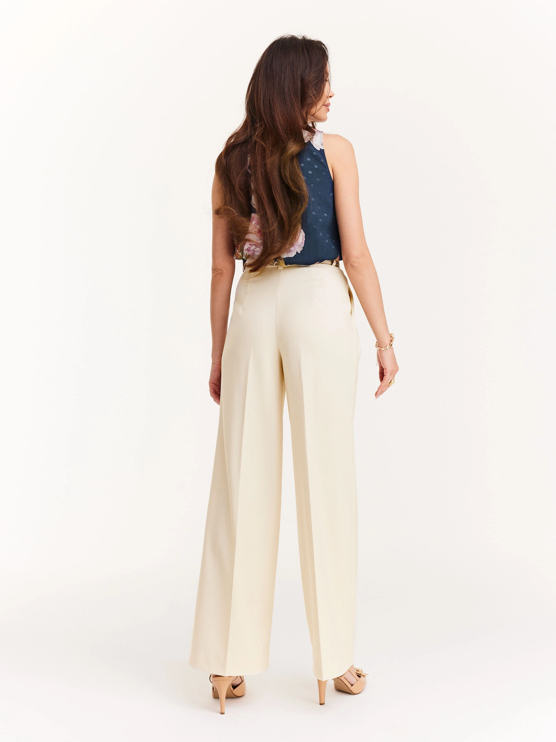 Flared high-waisted suit pants