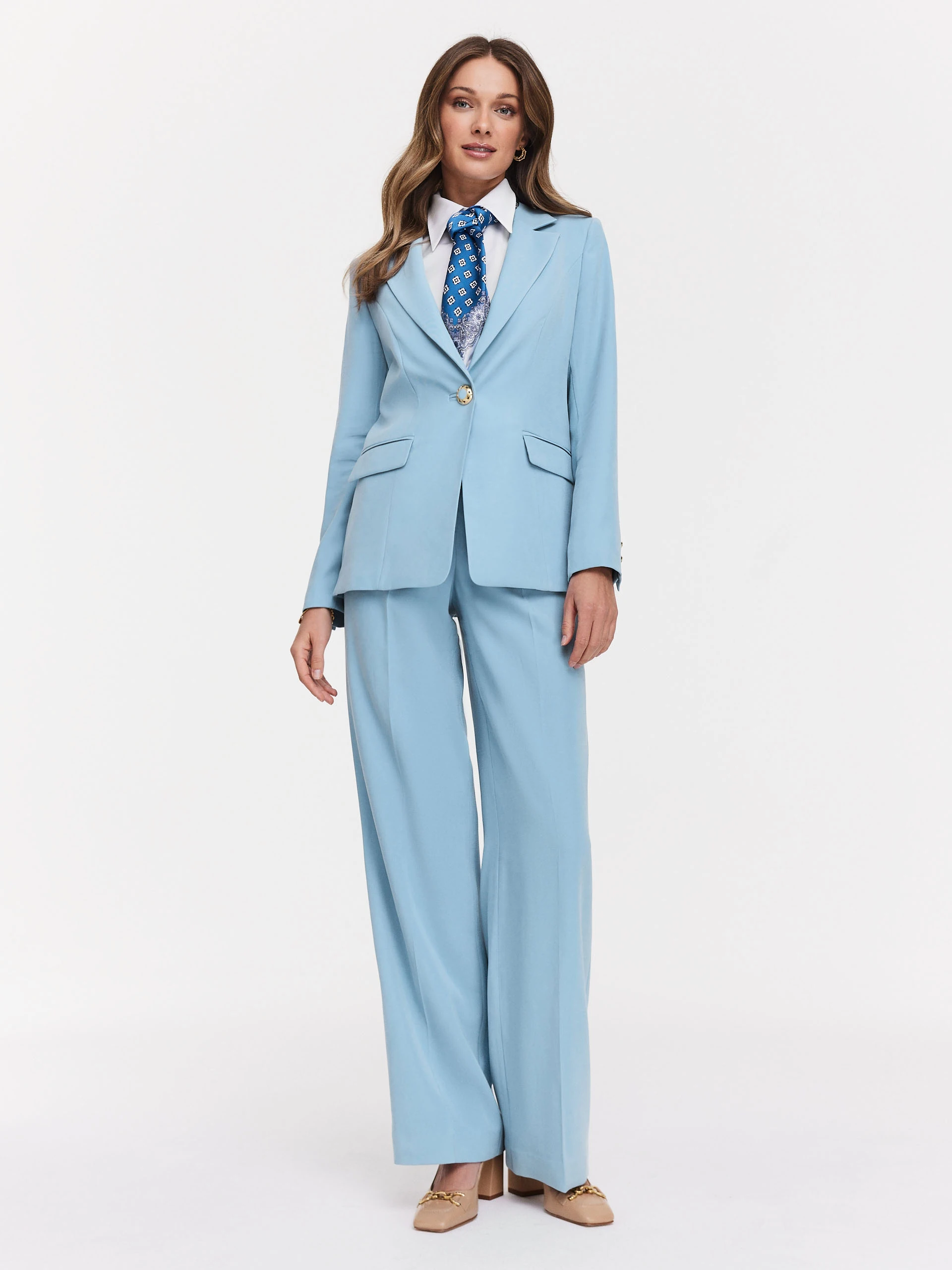 Long blue viscose pants
