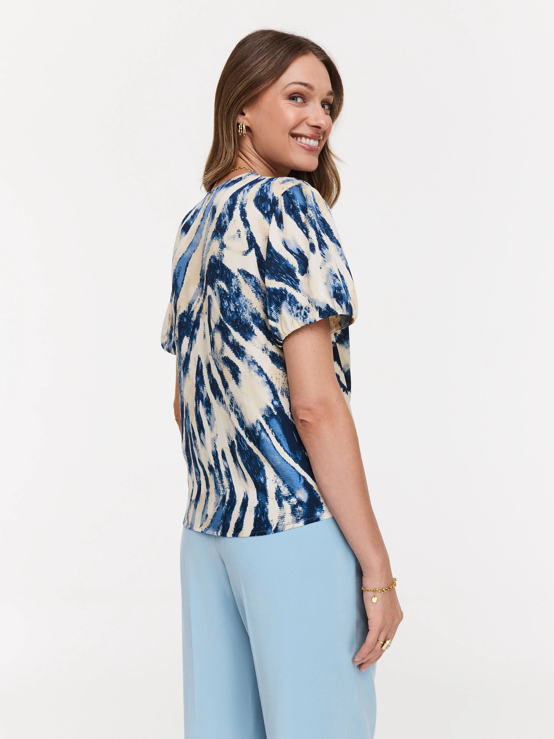 Long blue viscose pants