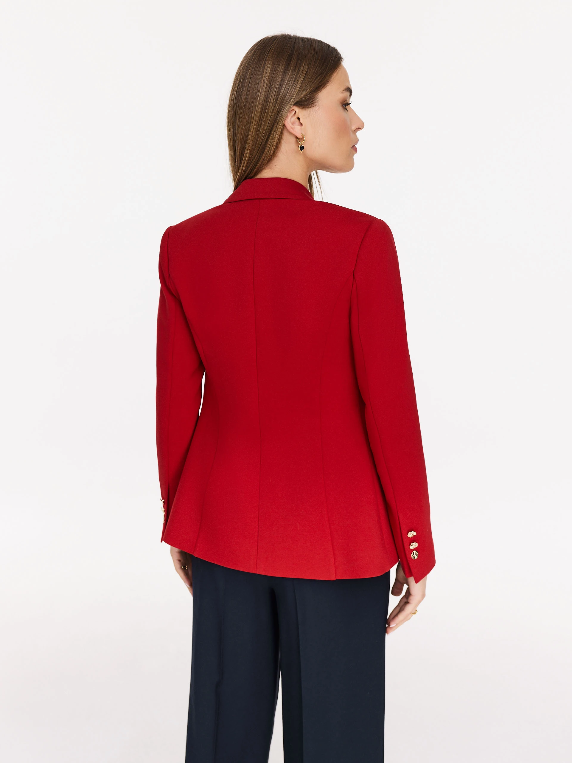 Classic red jacket with decorative buttons